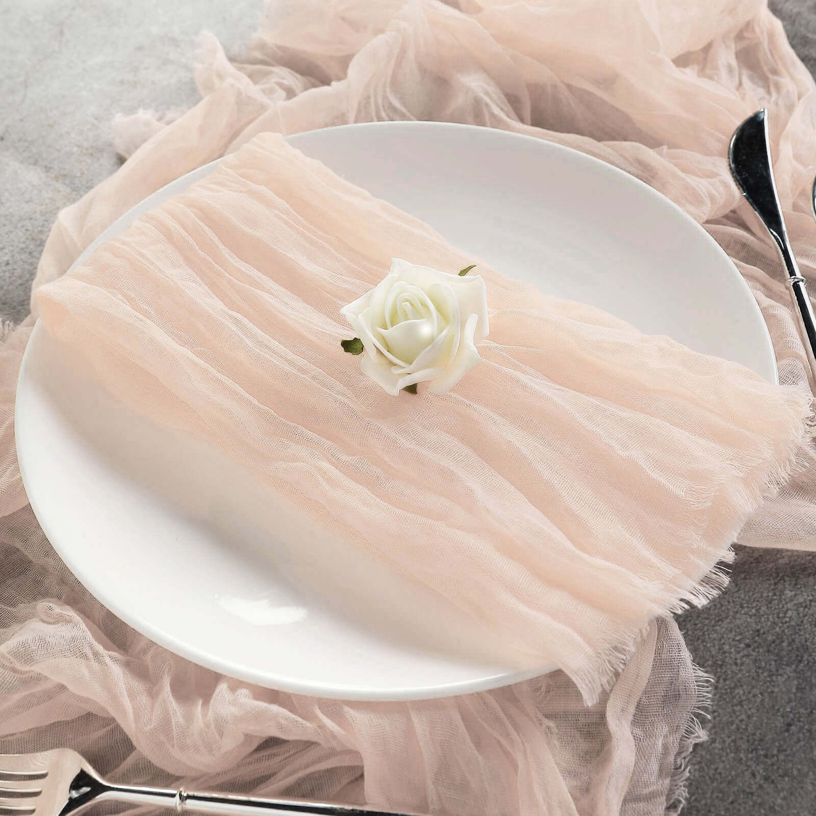 5 Pack Gauze Cheesecloth Napkins 24"x19" Blush - Reusable Boho Dinner Napkins - Image 9