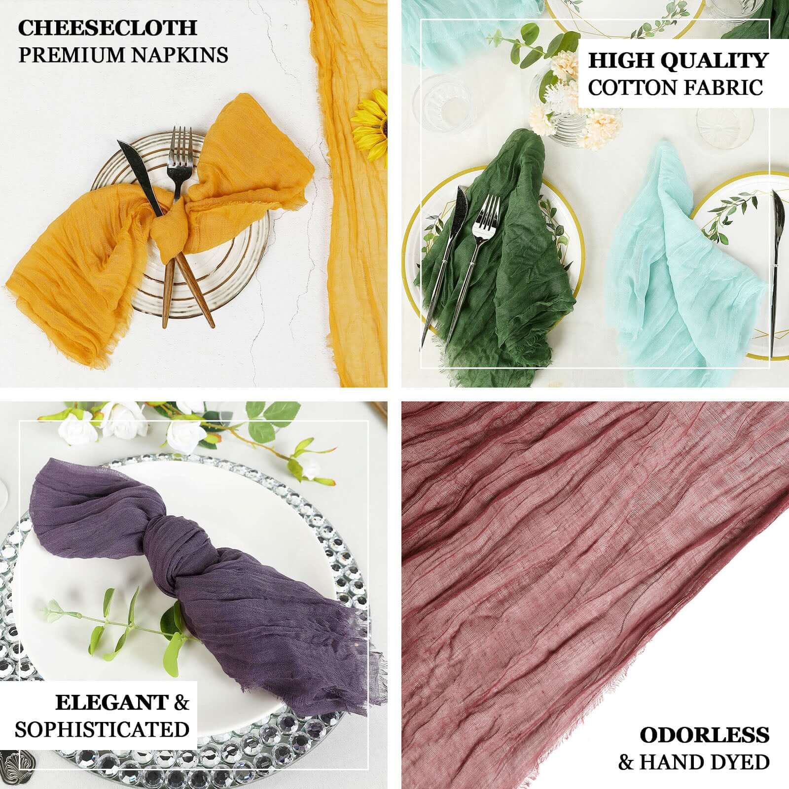 5 Pack Gauze Cheesecloth Napkins 24"x19" Dusty Rose - Reusable Boho Dinner Napkins - Image 3