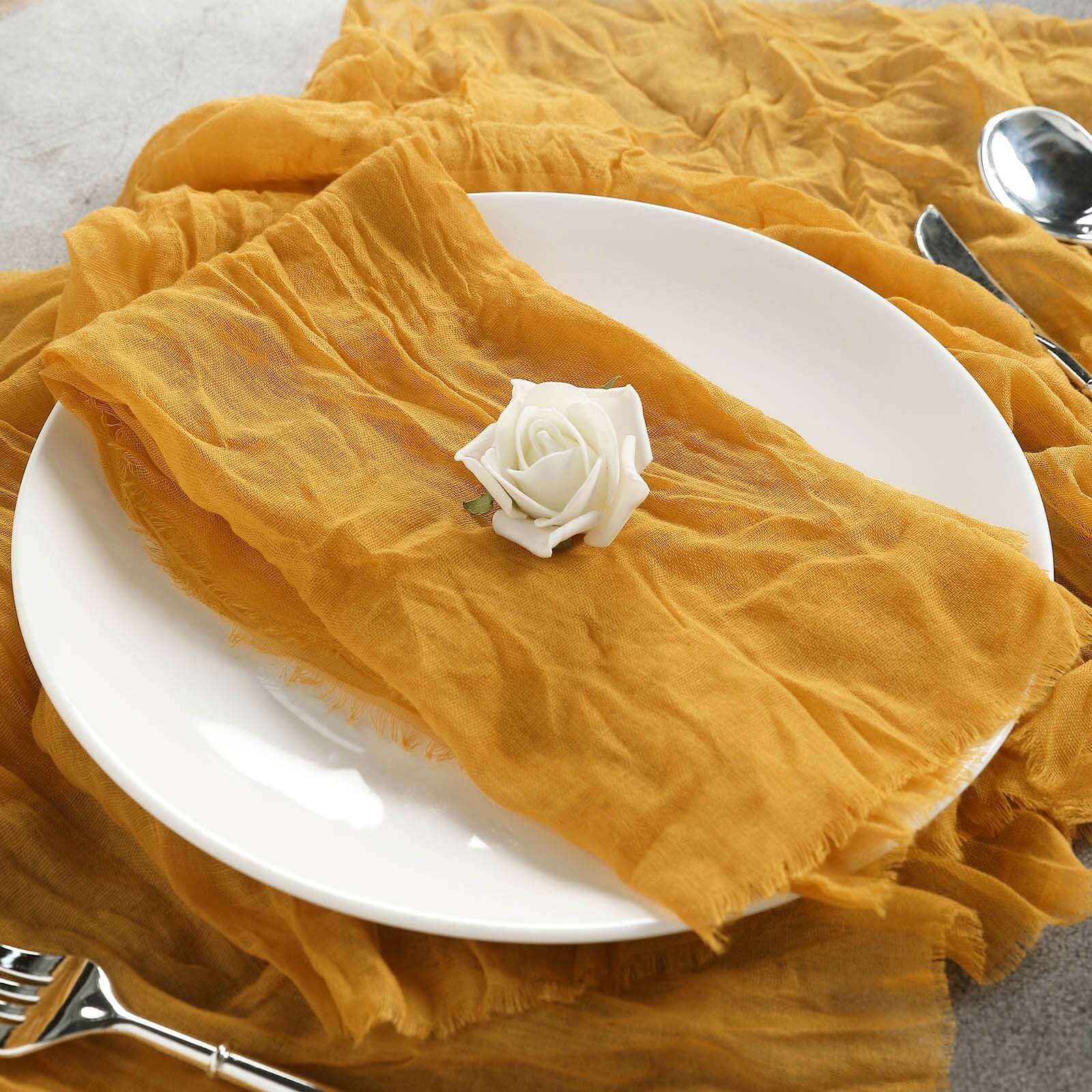 5 Pack Gauze Cheesecloth Napkins 24"x19" Mustard Yellow - Reusable Boho Dinner Napkins - Image 7