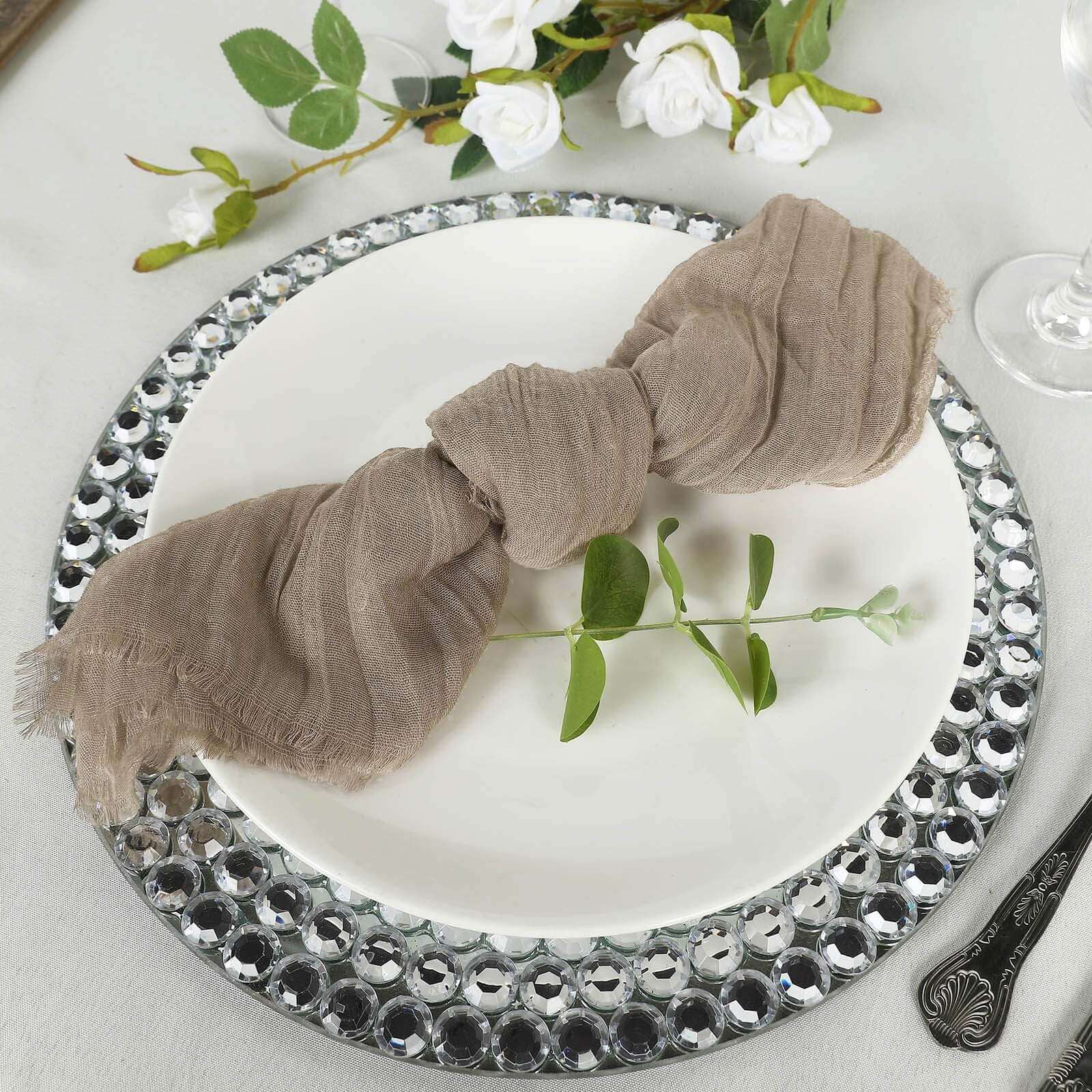 5 Pack Gauze Cheesecloth Napkins 24"x19" Natural - Reusable Boho Dinner Napkins - Image 2