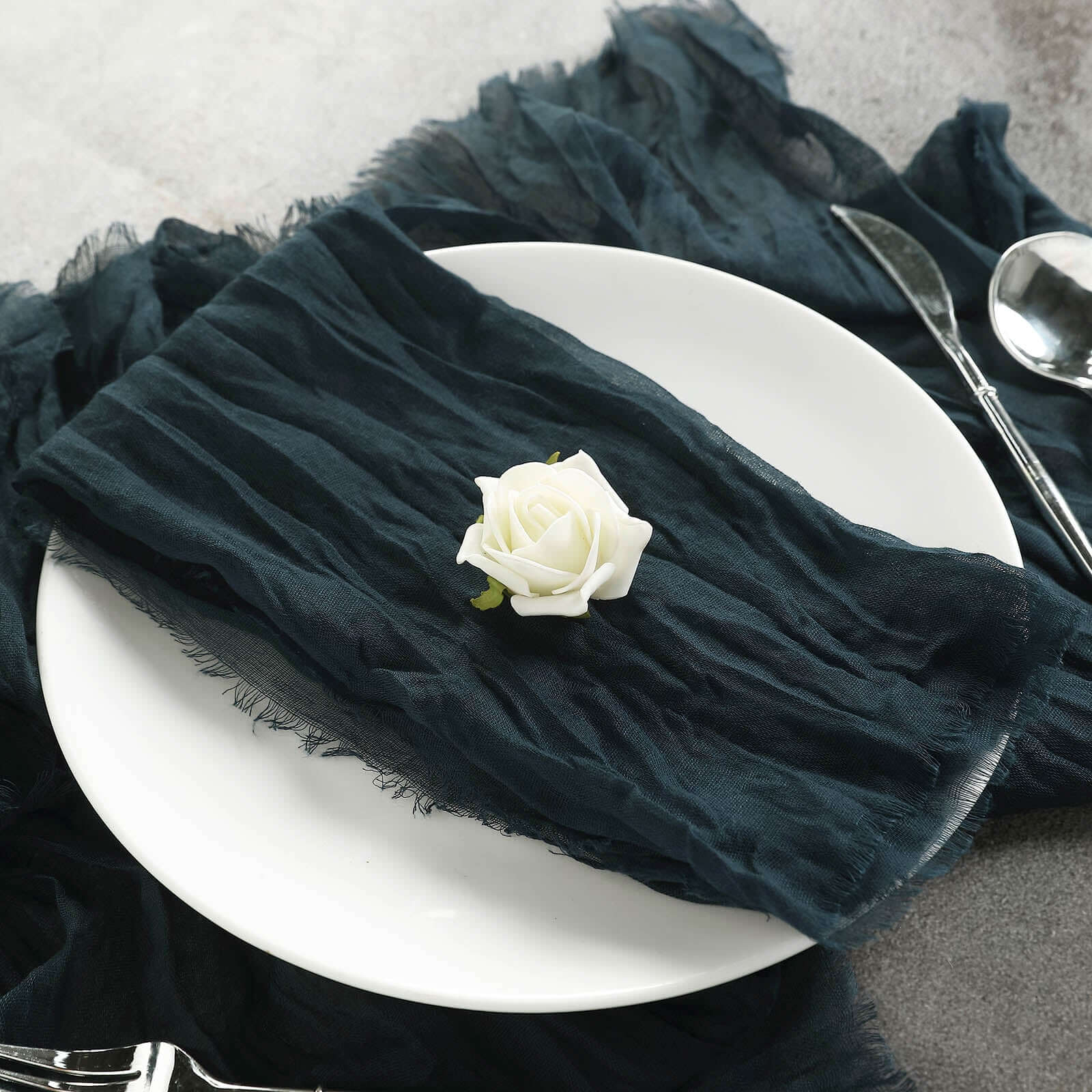 5 Pack Gauze Cheesecloth Napkins 24"x19" Navy Blue - Reusable Boho Dinner Napkins - Image 5