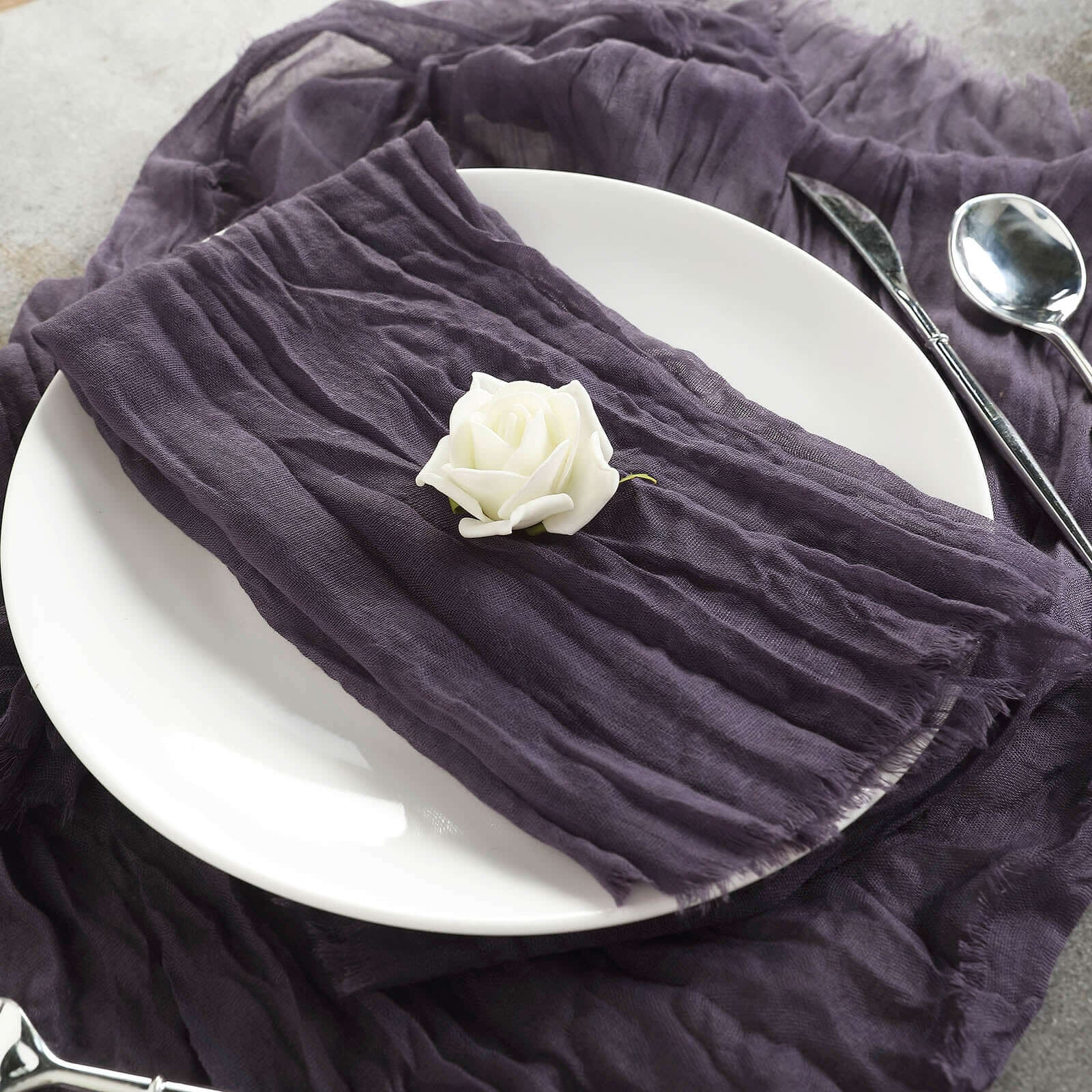 5 Pack Gauze Cheesecloth Napkins 24"x19" Purple - Reusable Boho Dinner Napkins - Image 5