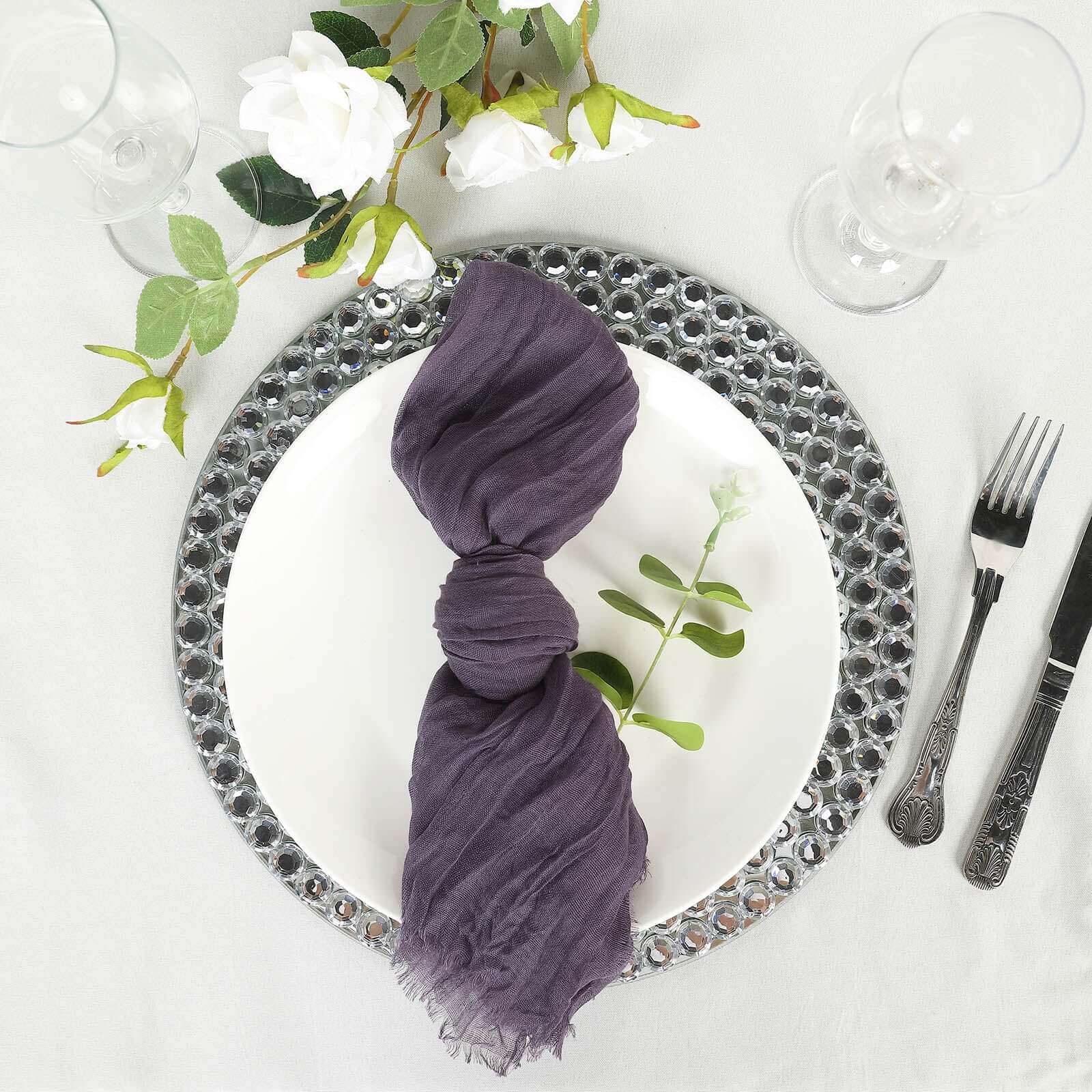 5 Pack Gauze Cheesecloth Napkins 24"x19" Purple - Reusable Boho Dinner Napkins - Image 9