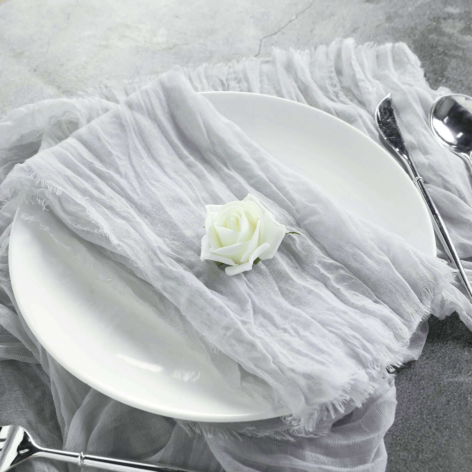 5 Pack Gauze Cheesecloth Napkins 24"x19" Silver - Reusable Boho Dinner Napkins - Image 12