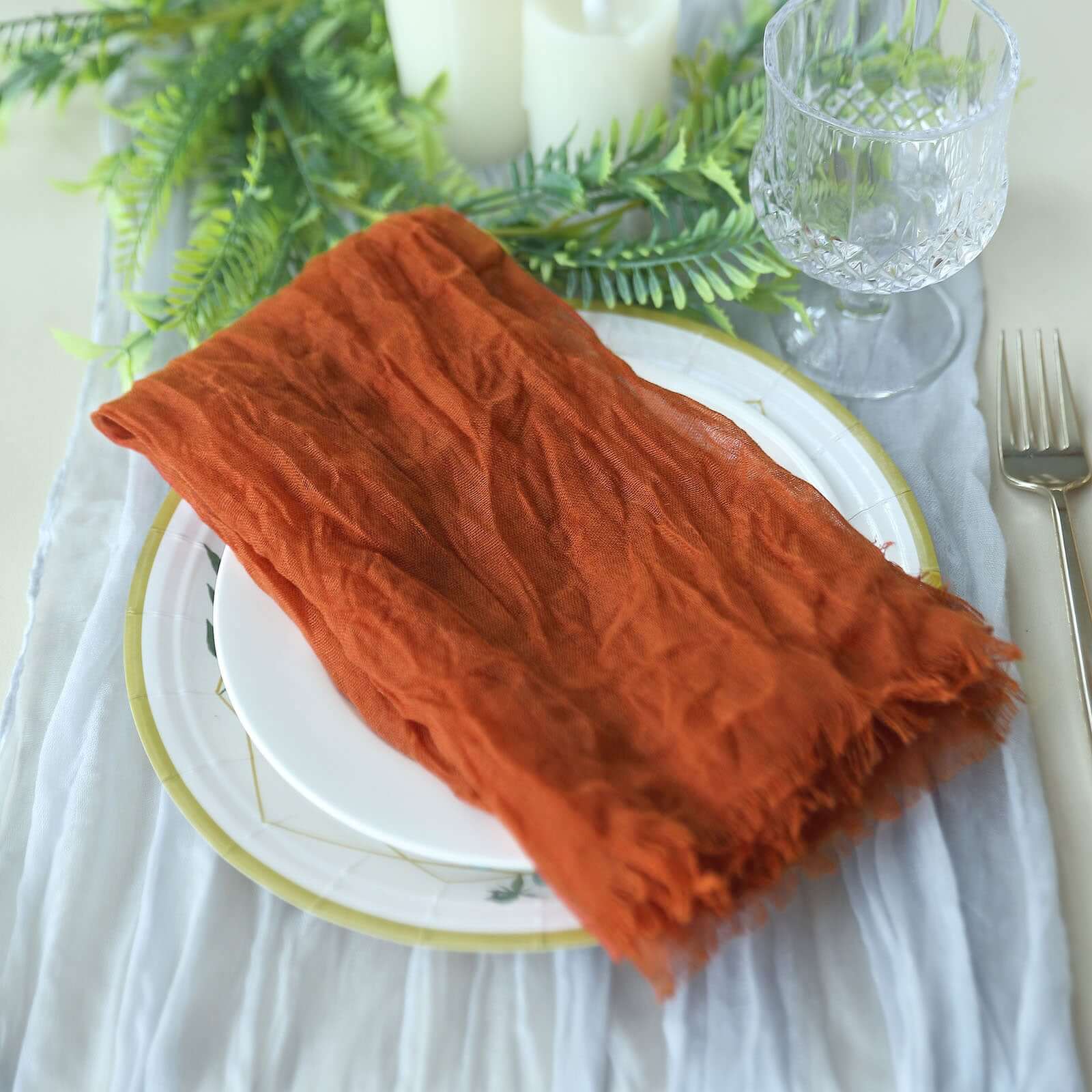 5 Pack Gauze Cheesecloth Napkins 24"x19" Terracotta (Rust) - Reusable Boho Dinner Napkins - Image 2