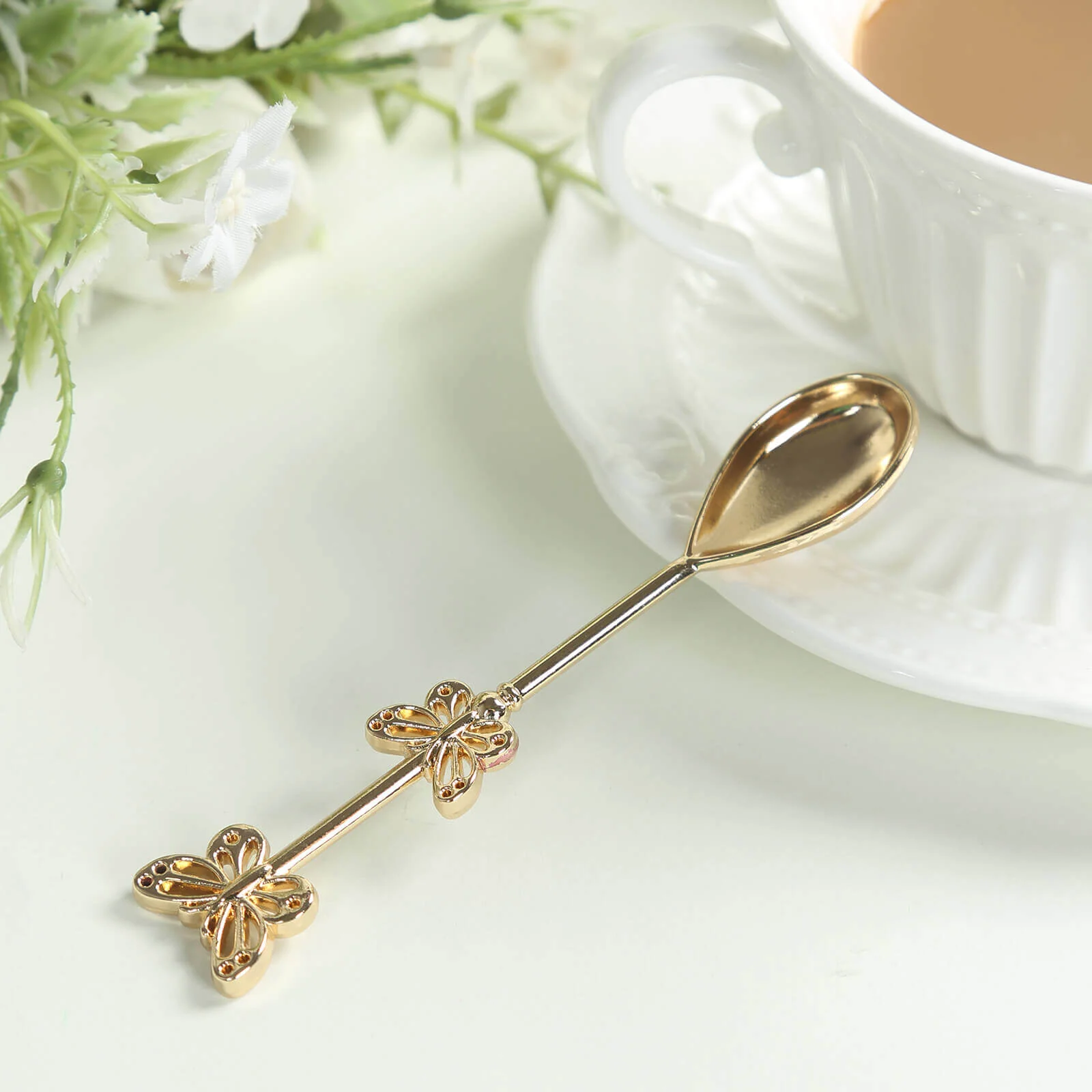 5 Pack Gold Metal Butterfly Handle Coffee Spoons - Image 11