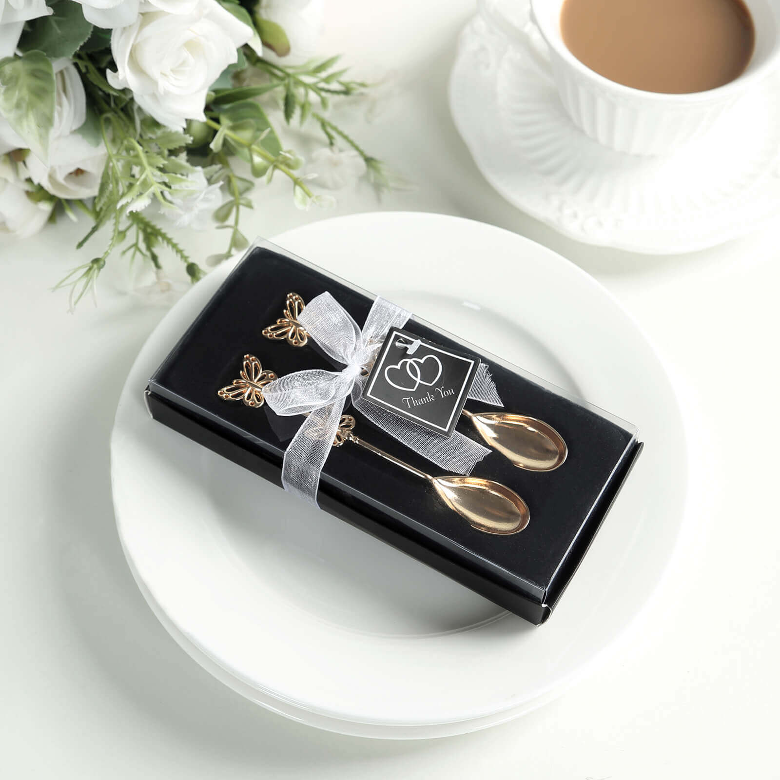 5 Pack Gold Metal Butterfly Handle Coffee Spoons - Image 4