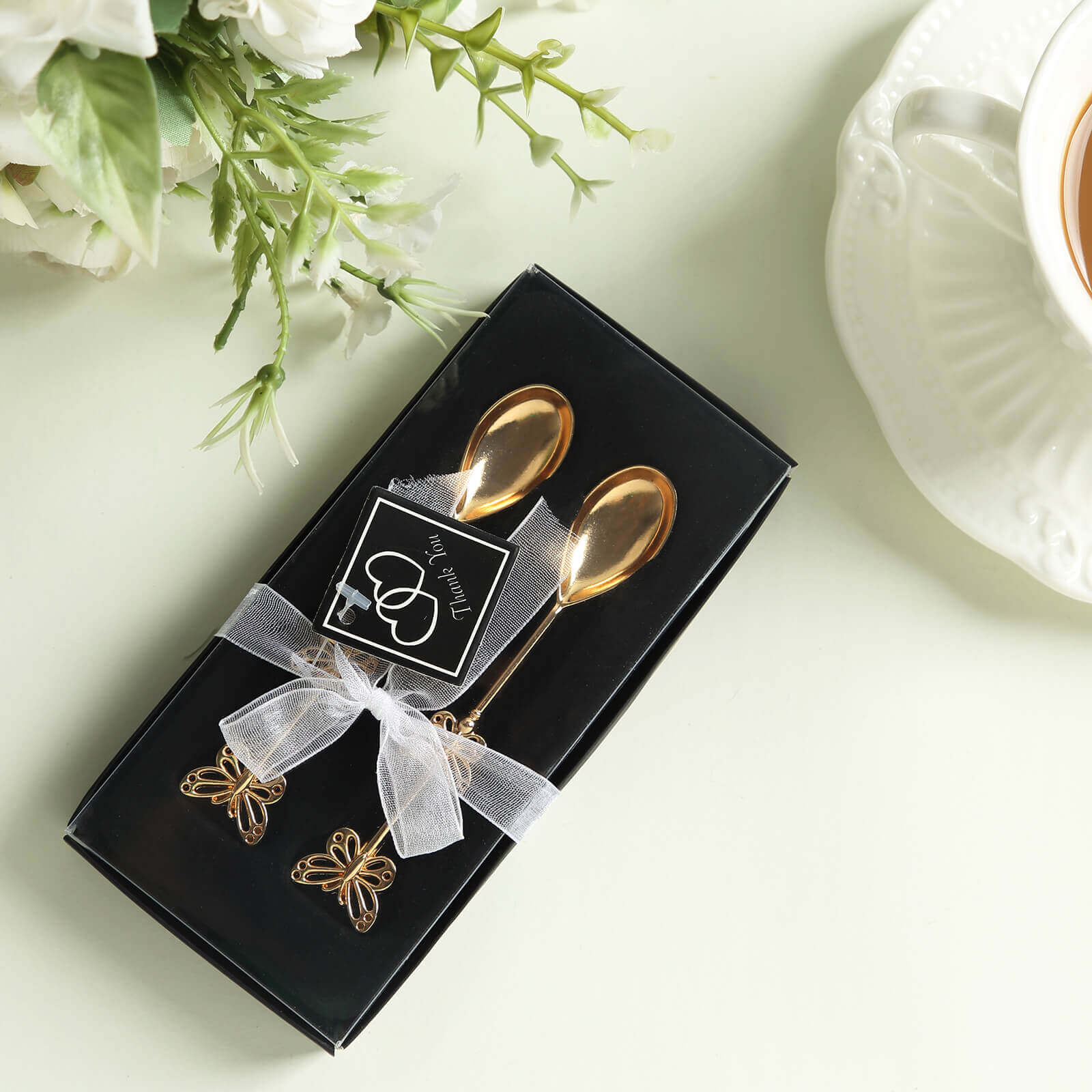 5 Pack Gold Metal Butterfly Handle Coffee Spoons - Image 5