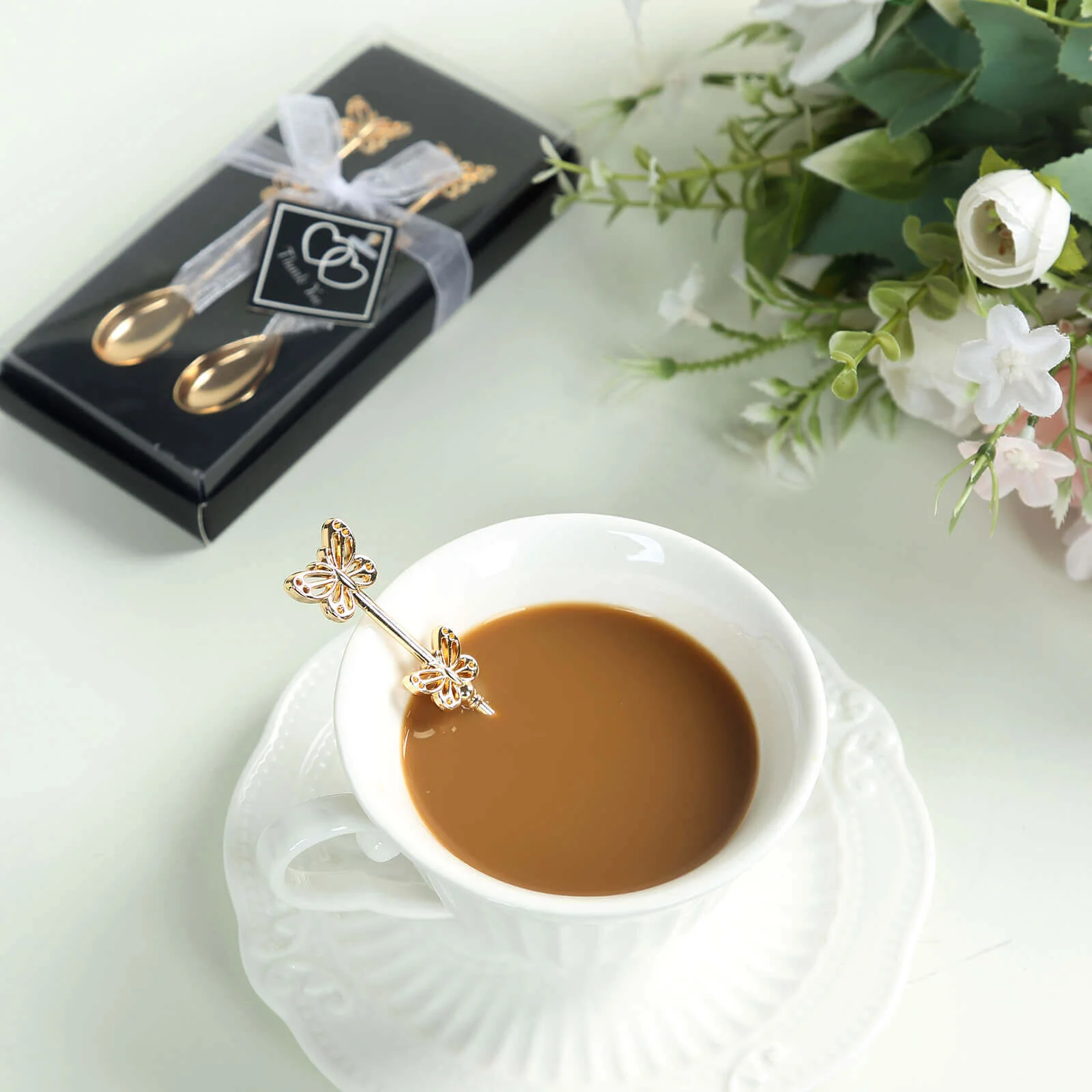 5 Pack Gold Metal Butterfly Handle Coffee Spoons - Image 6