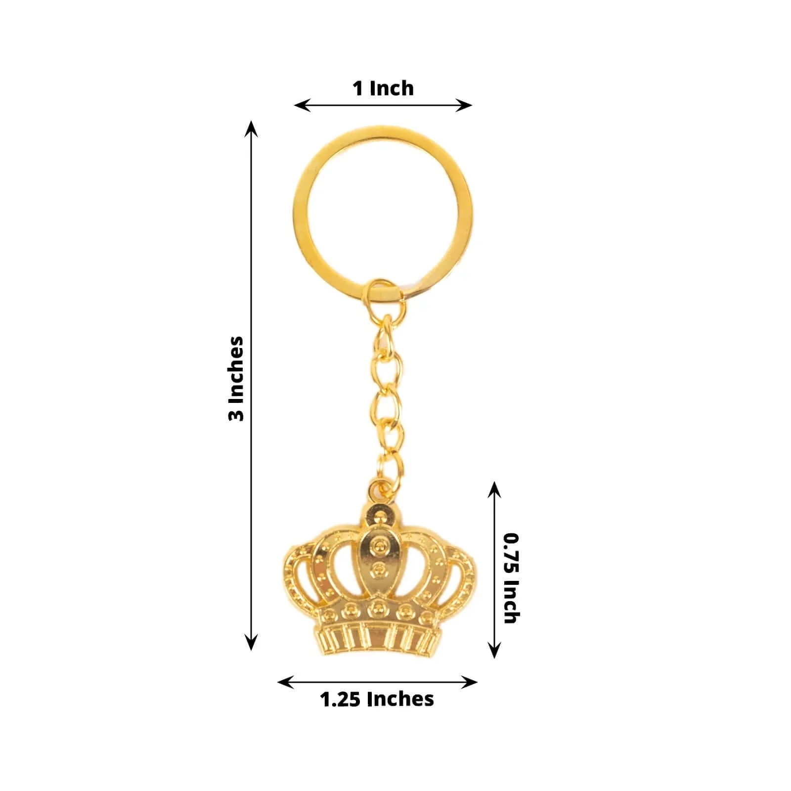 5 Pack Gold Metal Princess Crown Keychain Party Favor, Pre-Packed Wedding Bridal Shower Party Favor With Gift Box, Ribbon & Thank You Tag - 3" - Image 3