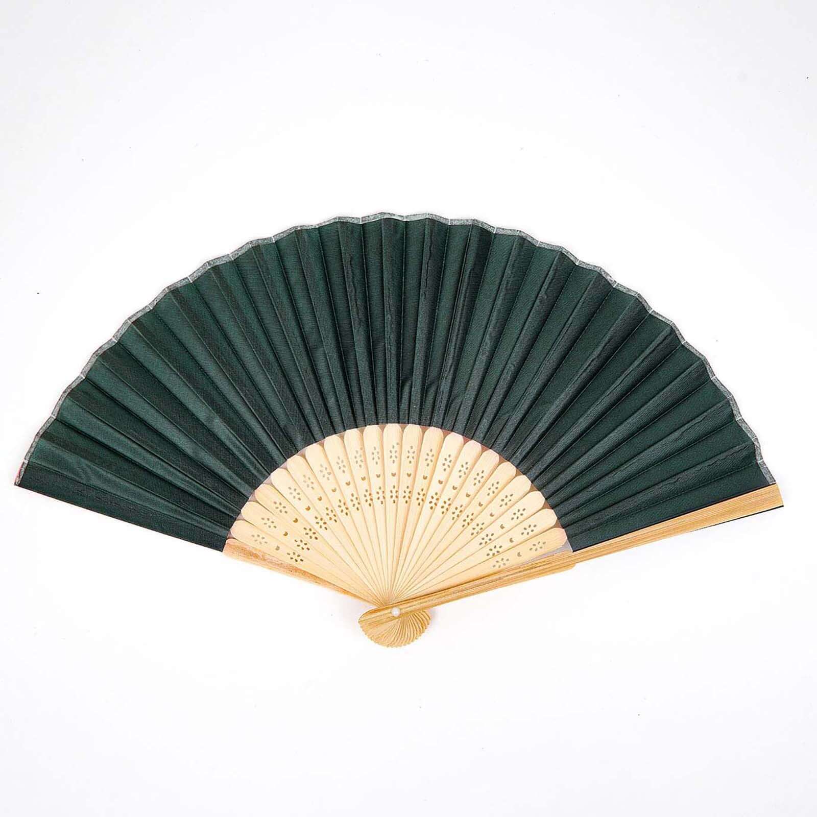 5 Pack Hunter Emerald Green Asian Silk Folding Fans Party Favors, Oriental Folding Fan Favors - Image 8