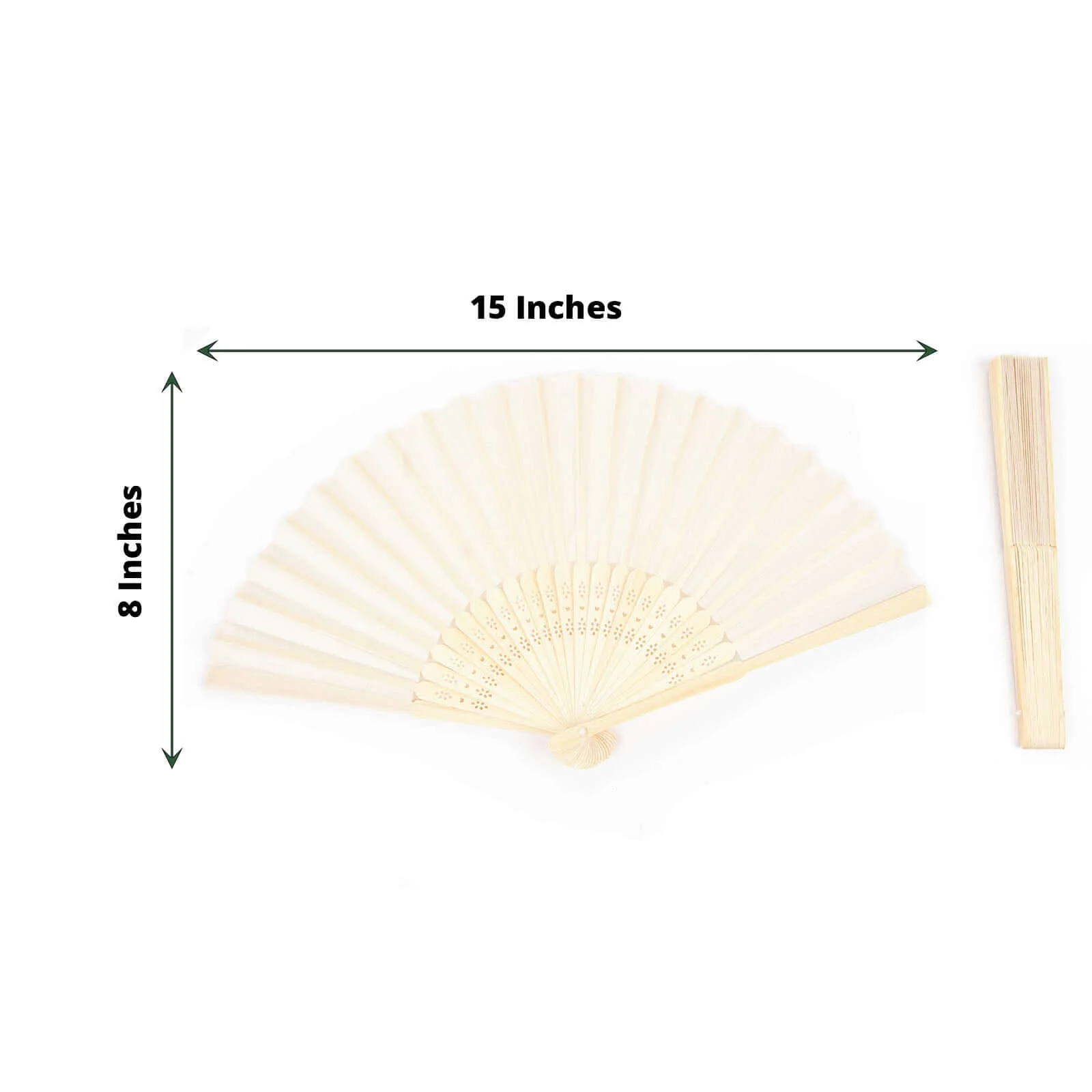 5 Pack Ivory Asian Silk Folding Fans Party Favors, Oriental Folding Fan Favors - Image 3