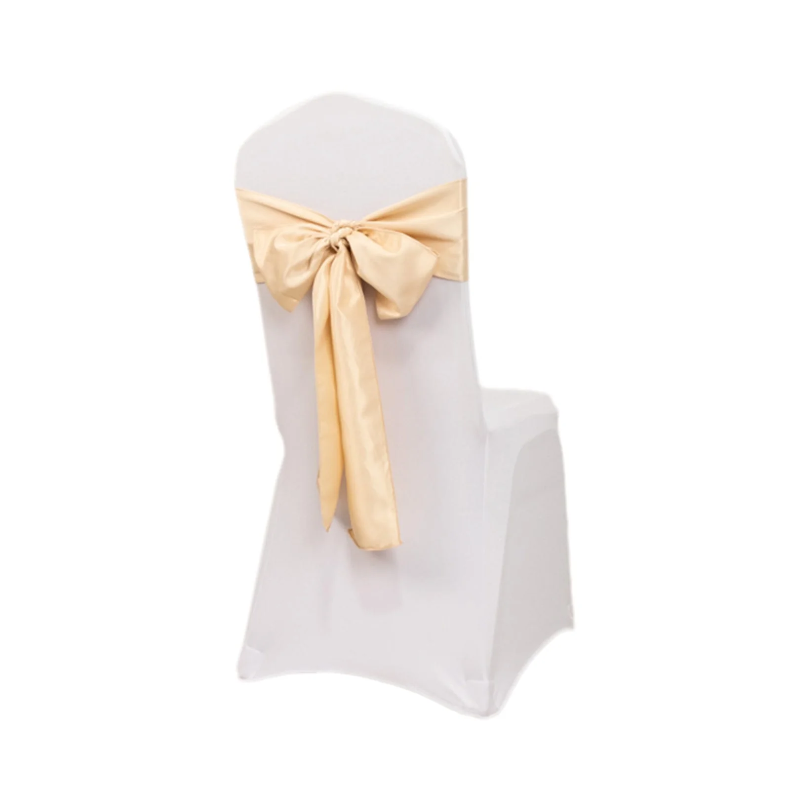5 Pack Lamour Satin Chair Sashes 6"x106" Beige - Reusable Decorative Bows - Image 6