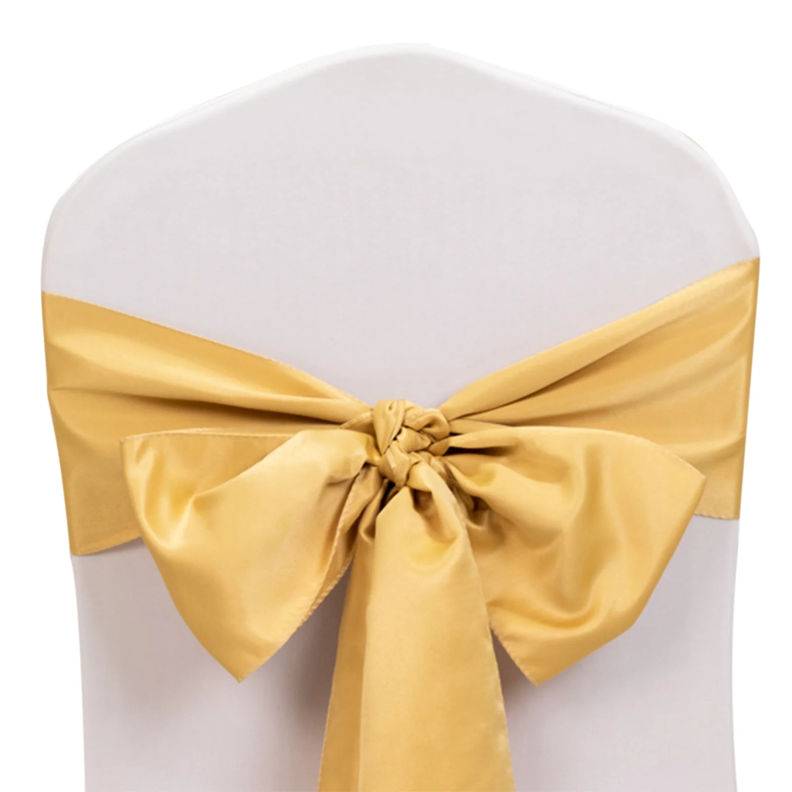 5 Pack Lamour Satin Chair Sashes 6"x106" Champagne - Reusable Decorative Bows - Image 3