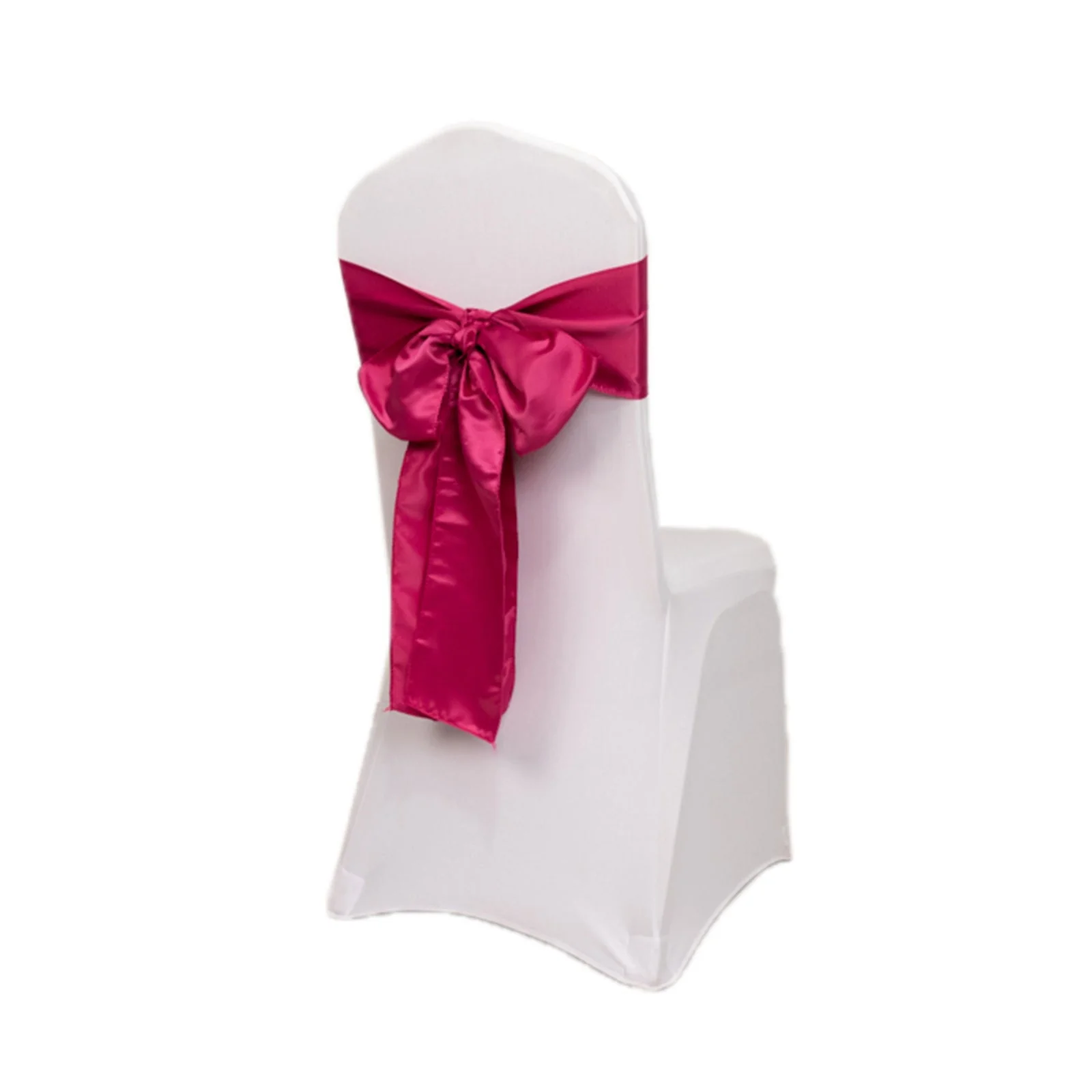 5 Pack Lamour Satin Chair Sashes 6"x106" Fuchsia - Reusable Decorative Bows - Image 6