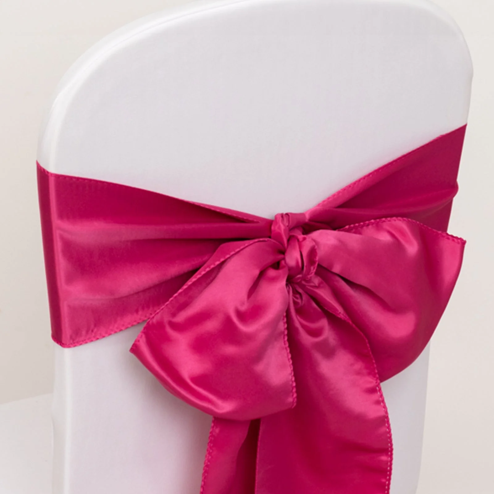 5 Pack Lamour Satin Chair Sashes 6"x106" Fuchsia - Reusable Decorative Bows - Image 8
