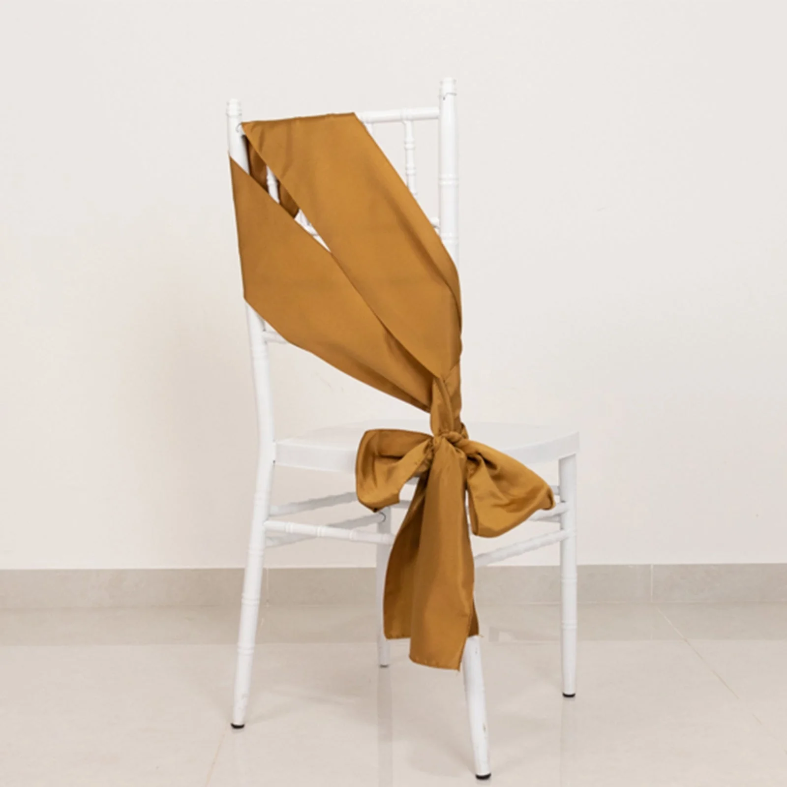 5 Pack Lamour Satin Chair Sashes 6"x106" Gold - Stylish Reusable Decorative Bows for Events - Image 6