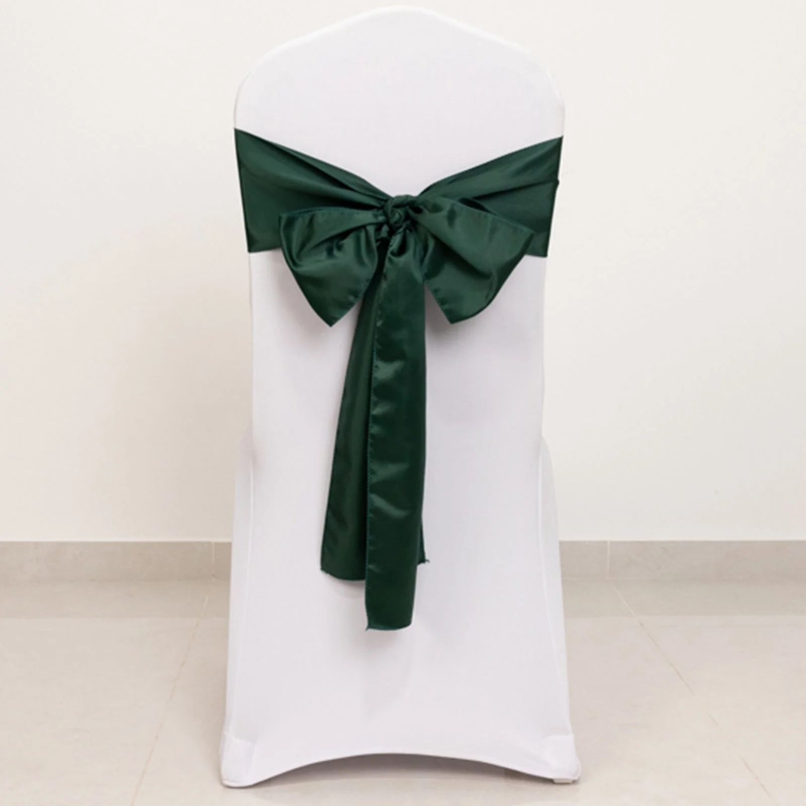 5 Pack Lamour Satin Chair Sashes 6"x106" Hunter Emerald Green - Reusable Decorative Bows - Image 5