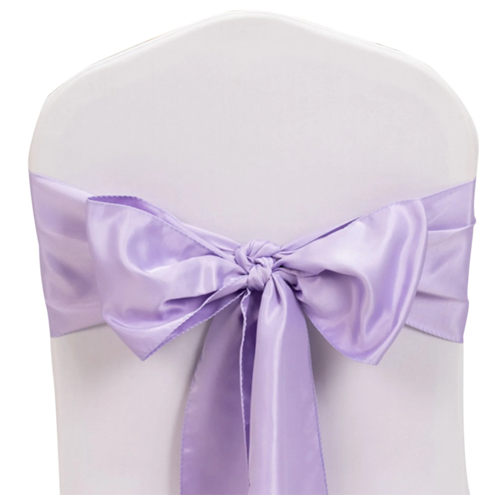 5 Pack Lamour Satin Chair Sashes 6"x106" Lavender Lilac - Reusable Decorative Bows - Image 3