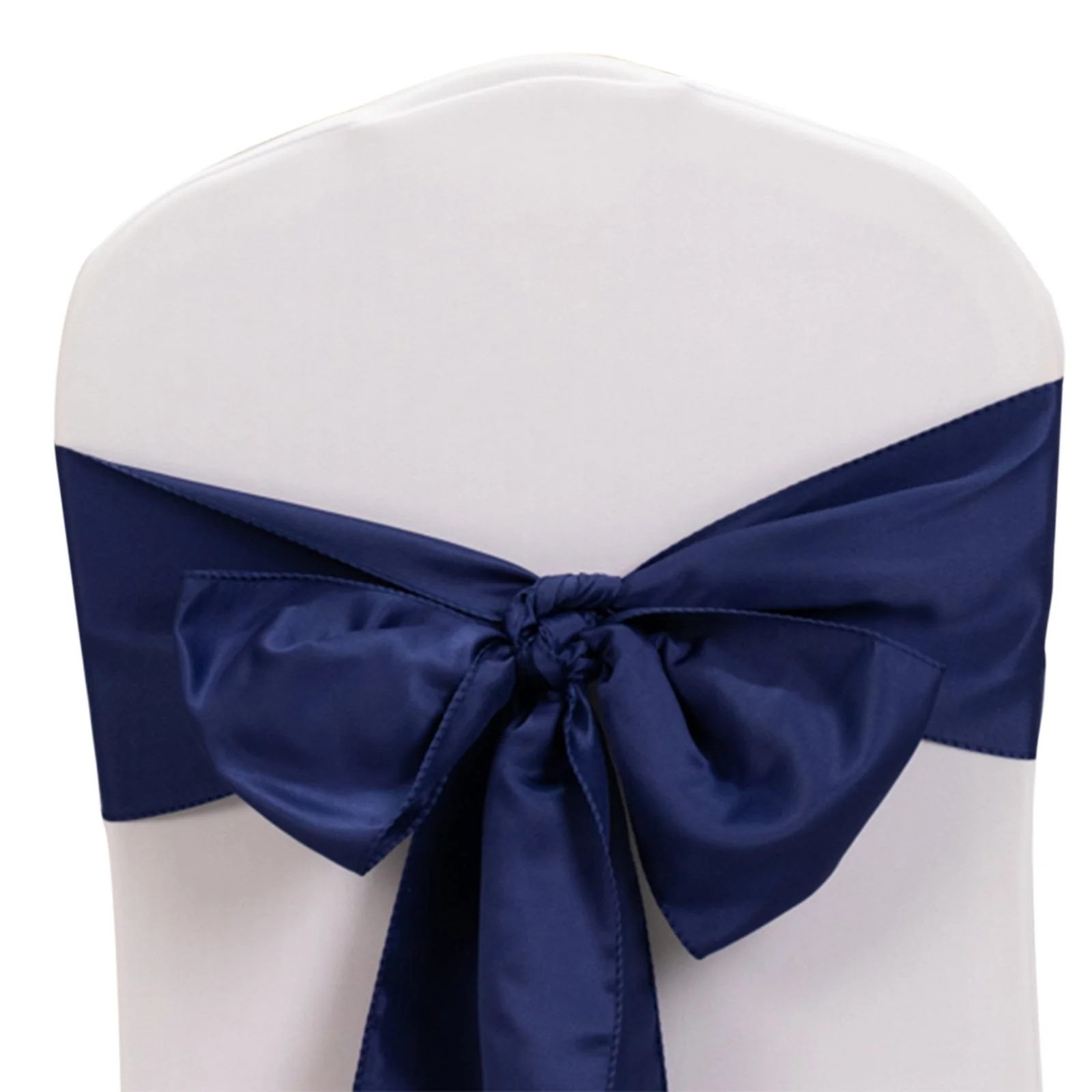 5 Pack Lamour Satin Chair Sashes 6"x106" Navy Blue - Reusable Decorative Bows - Image 3