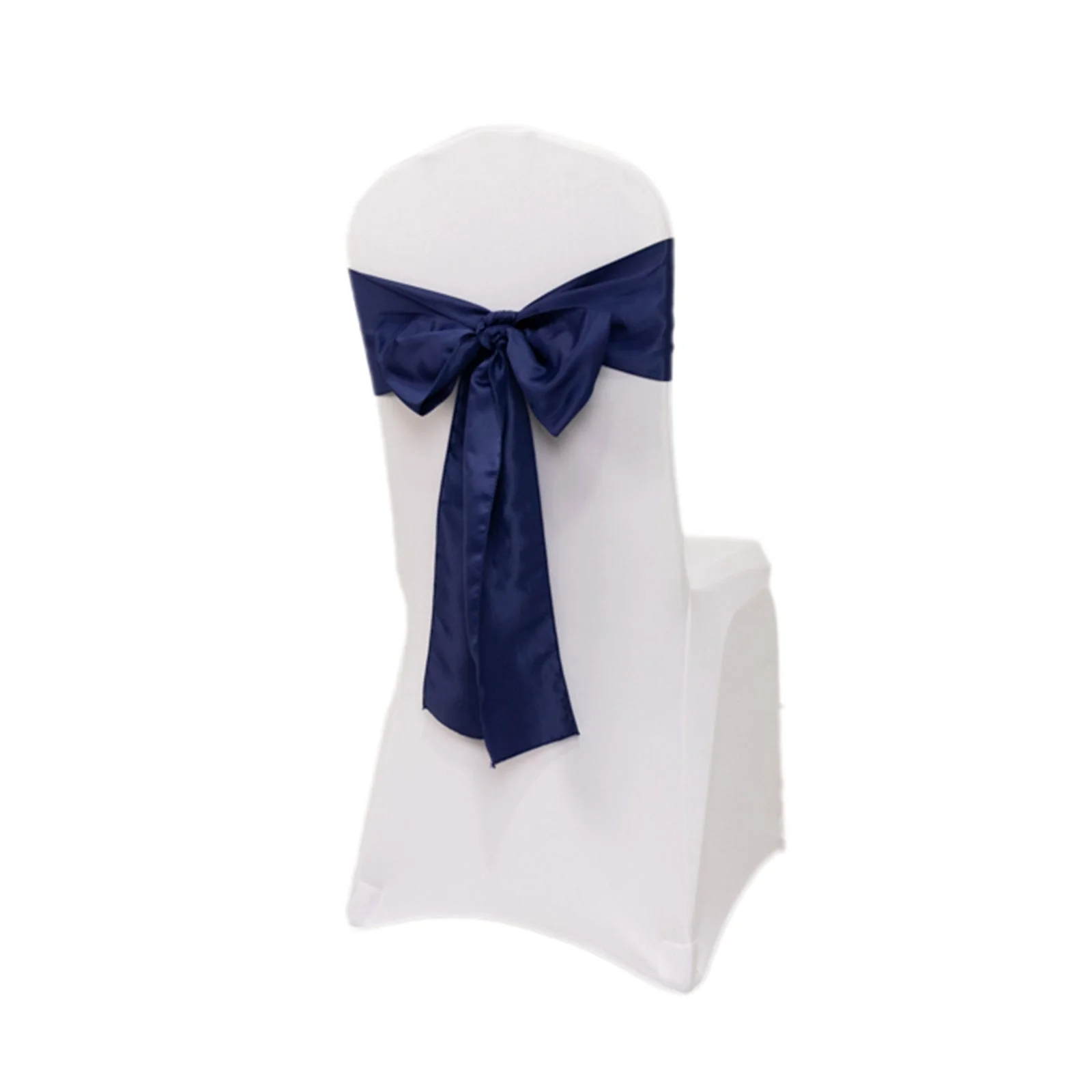 5 Pack Lamour Satin Chair Sashes 6"x106" Navy Blue - Reusable Decorative Bows - Image 7