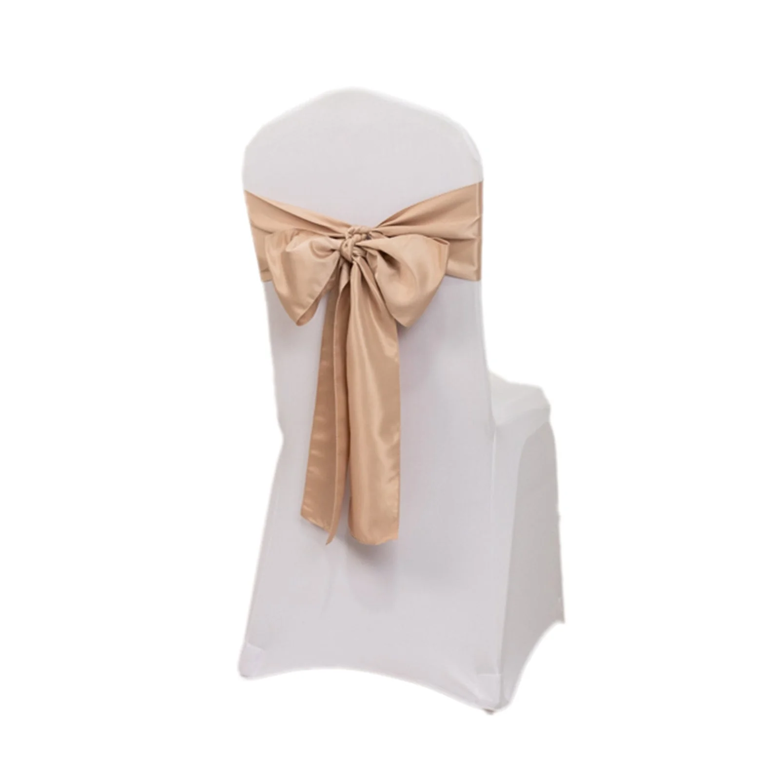 5 Pack Lamour Satin Chair Sashes 6"x106" Nude - Reusable Decorative Bows - Image 7