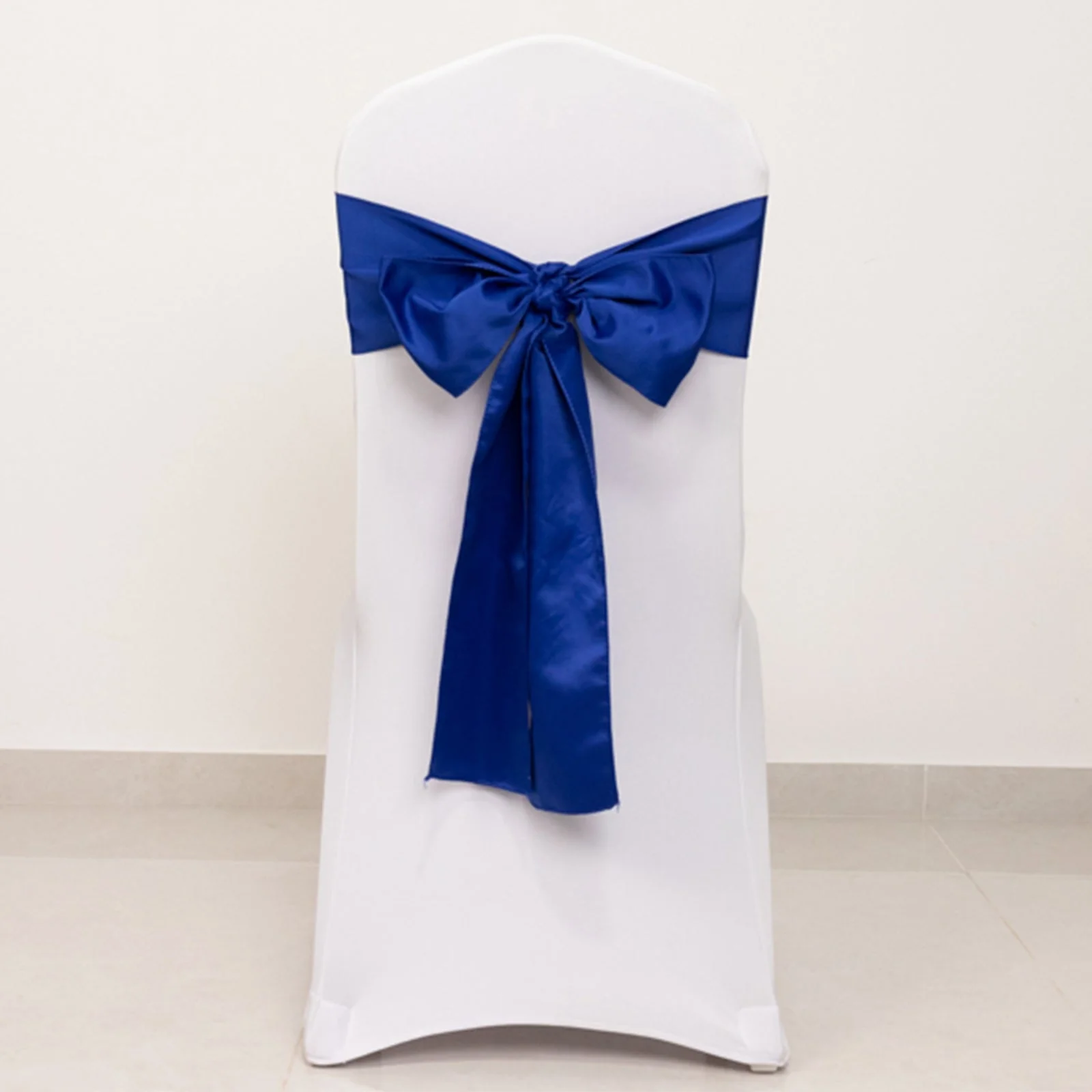 5 Pack Lamour Satin Chair Sashes 6"x106" Royal Blue - Reusable Decorative Bows - Image 4