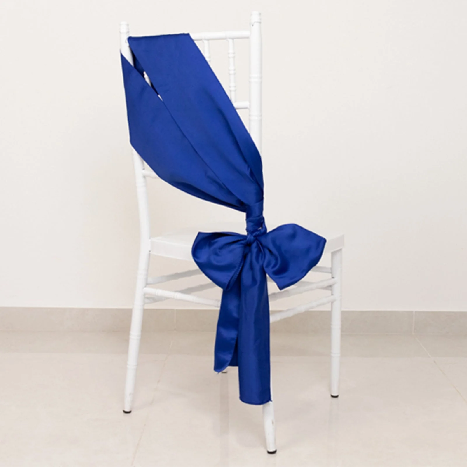 5 Pack Lamour Satin Chair Sashes 6"x106" Royal Blue - Reusable Decorative Bows - Image 5