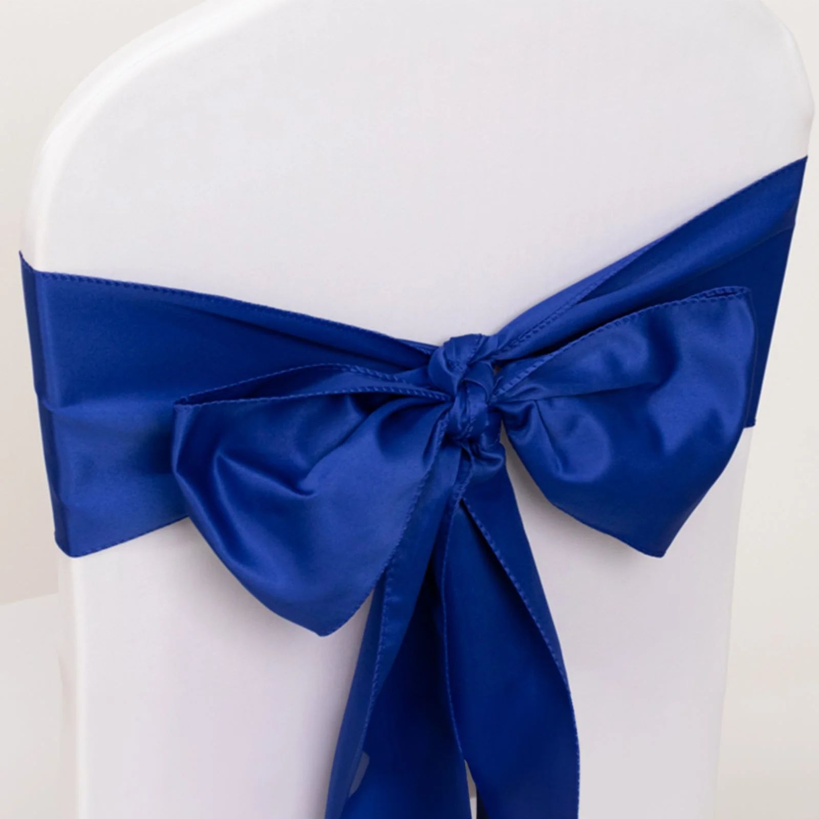 5 Pack Lamour Satin Chair Sashes 6"x106" Royal Blue - Reusable Decorative Bows - Image 7
