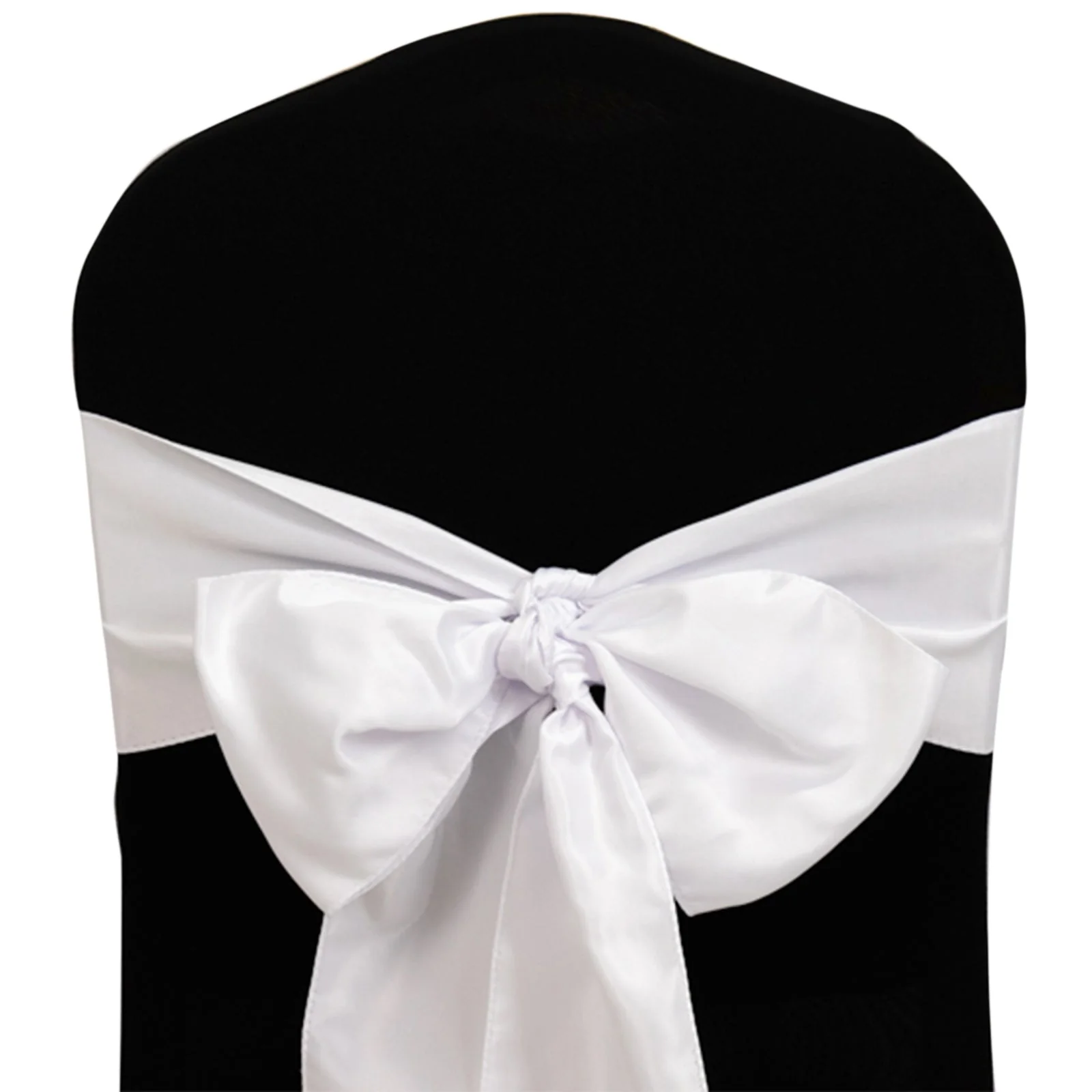 5 Pack Lamour Satin Chair Sashes 6"x106" White - Stylish Reusable Decorative Bows for Events - Image 3