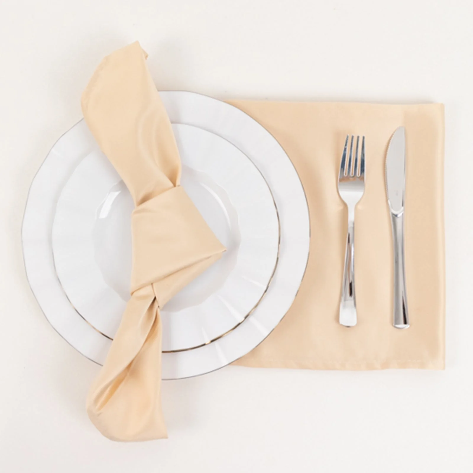 5 Pack Lamour Satin Napkins 20"x20" Beige - Soft Matte Textured Dinner Napkins - Image 5