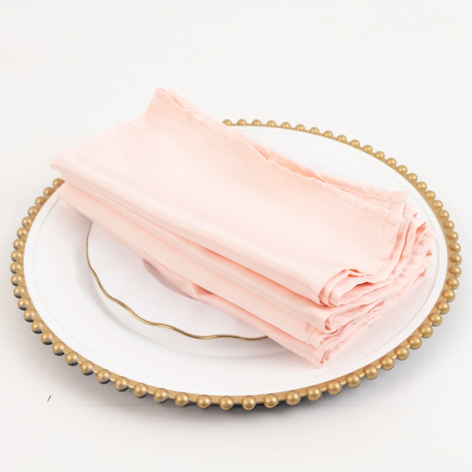 5 Pack Lamour Satin Napkins 20"x20" Blush - Soft Matte Textured Dinner Napkins - Image 2