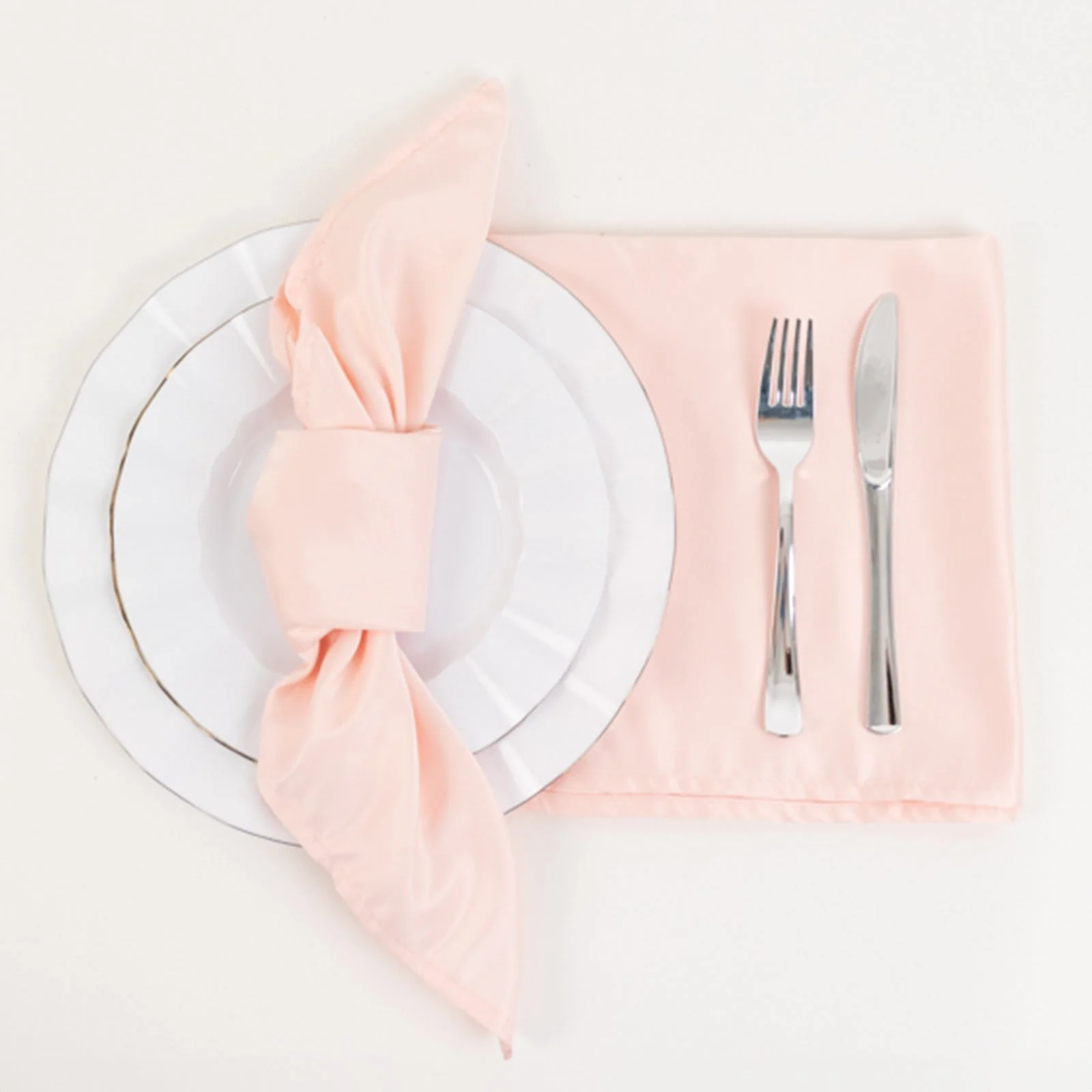 5 Pack Lamour Satin Napkins 20"x20" Blush - Soft Matte Textured Dinner Napkins - Image 4
