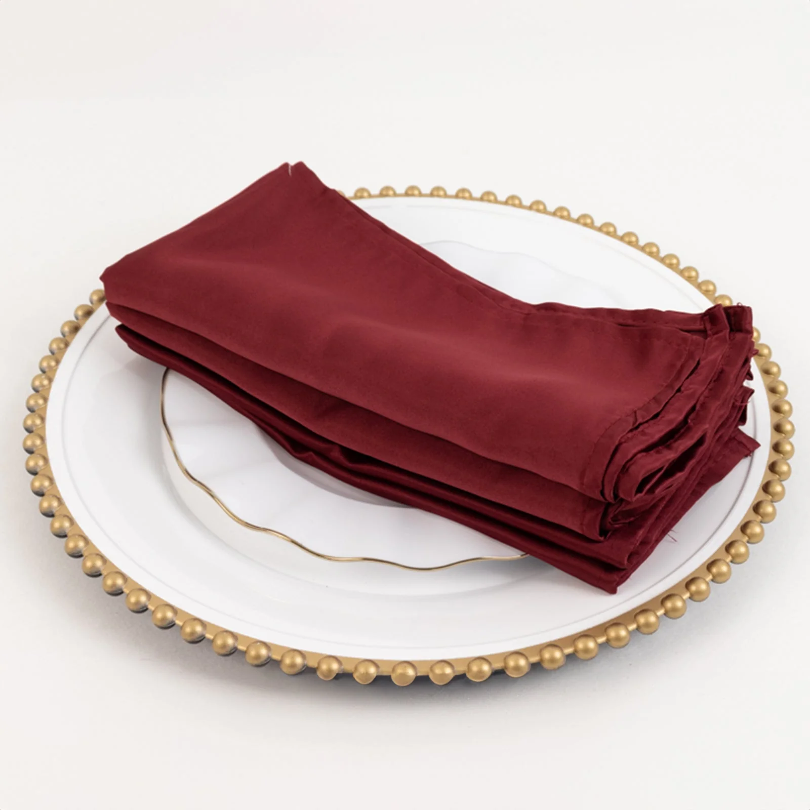 5 Pack Lamour Satin Napkins 20"x20" Burgundy - Soft Matte Textured Dinner Napkins - Image 2