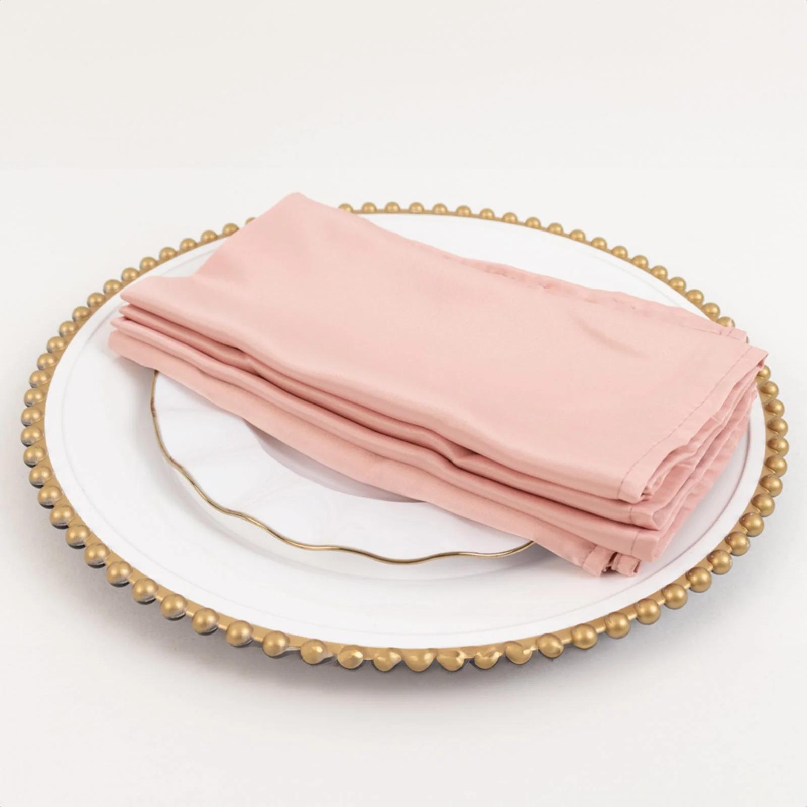 5 Pack Lamour Satin Napkins 20"x20" Dusty Rose - Soft Matte Textured Dinner Napkins - Image 2
