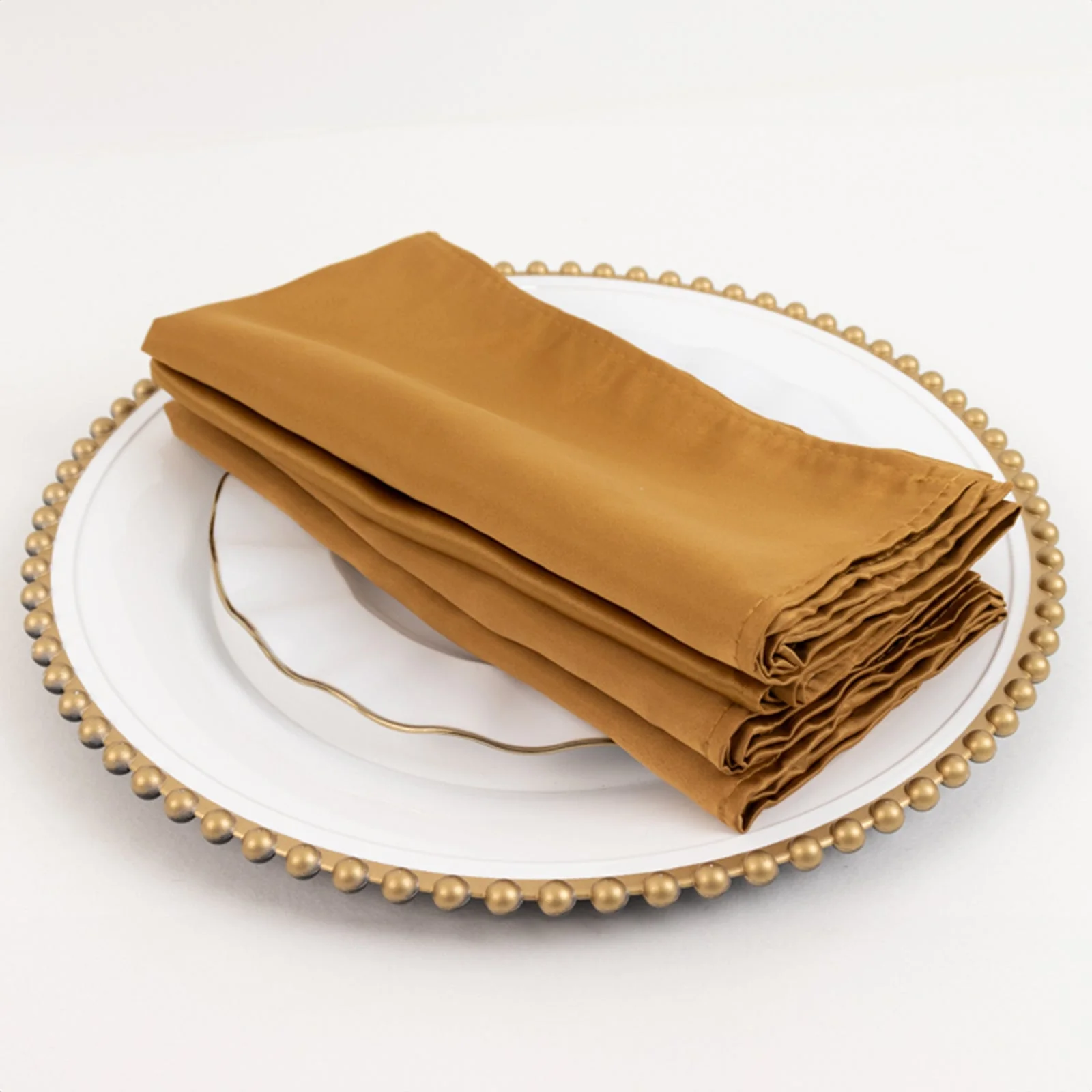 5 Pack Lamour Satin Napkins 20"x20" Gold - Luxe Soft Matte Textured Cloth Napkins for Weddings, Parties & Formal Events - Image 2
