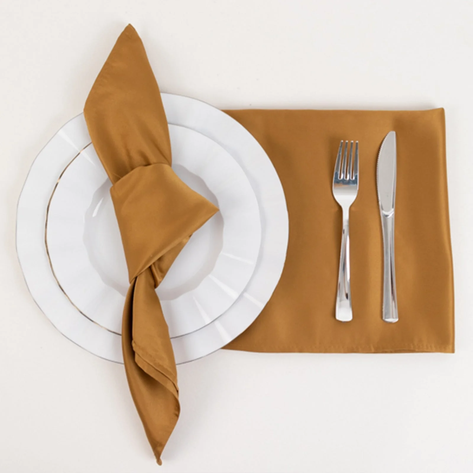 5 Pack Lamour Satin Napkins 20"x20" Gold - Luxe Soft Matte Textured Cloth Napkins for Weddings, Parties & Formal Events - Image 4