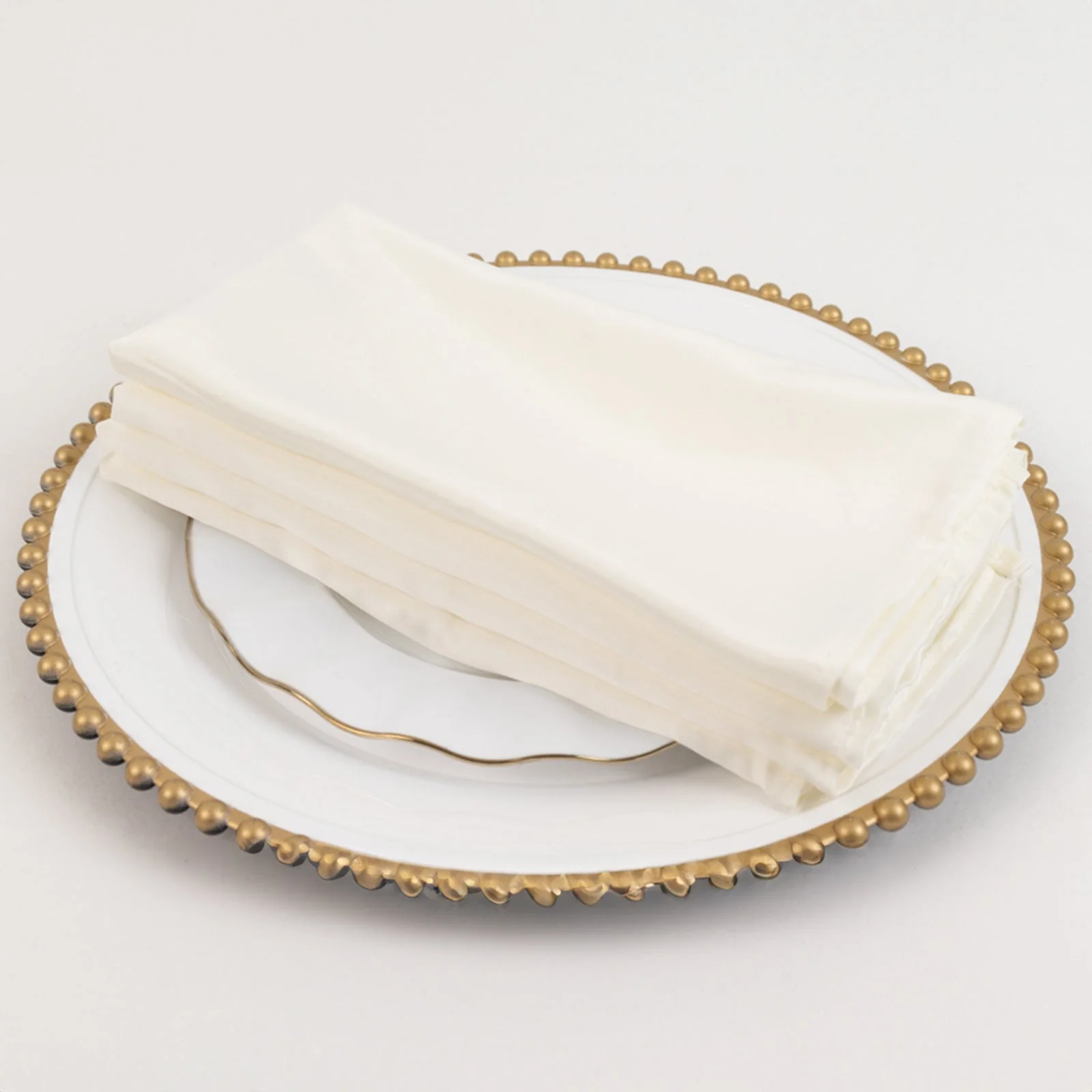 5 Pack Lamour Satin Napkins 20"x20" Ivory - Soft Matte Textured Dinner Napkins - Image 2
