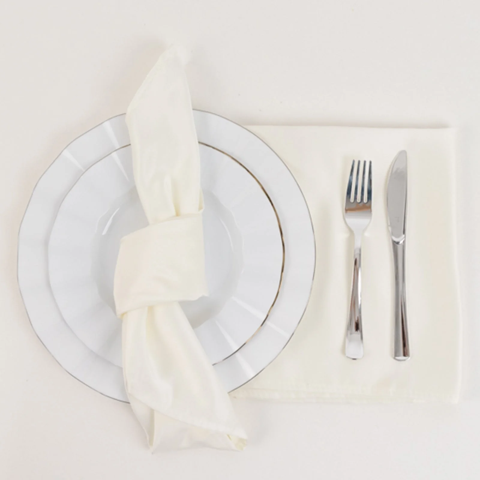 5 Pack Lamour Satin Napkins 20"x20" Ivory - Soft Matte Textured Dinner Napkins - Image 4