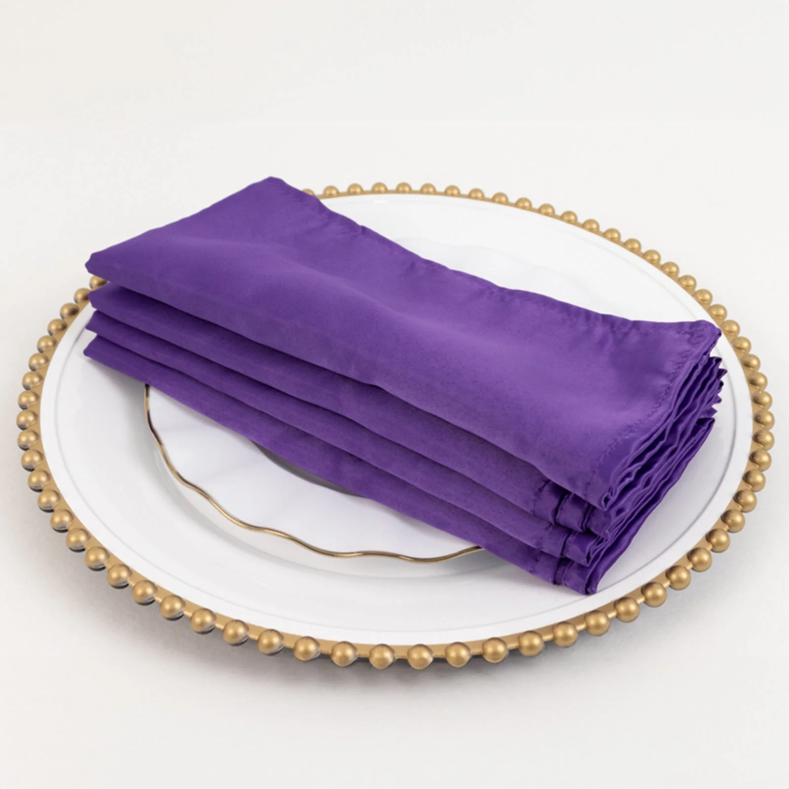 5 Pack Lamour Satin Napkins 20"x20" Purple - Soft Matte Textured Dinner Napkins - Image 2