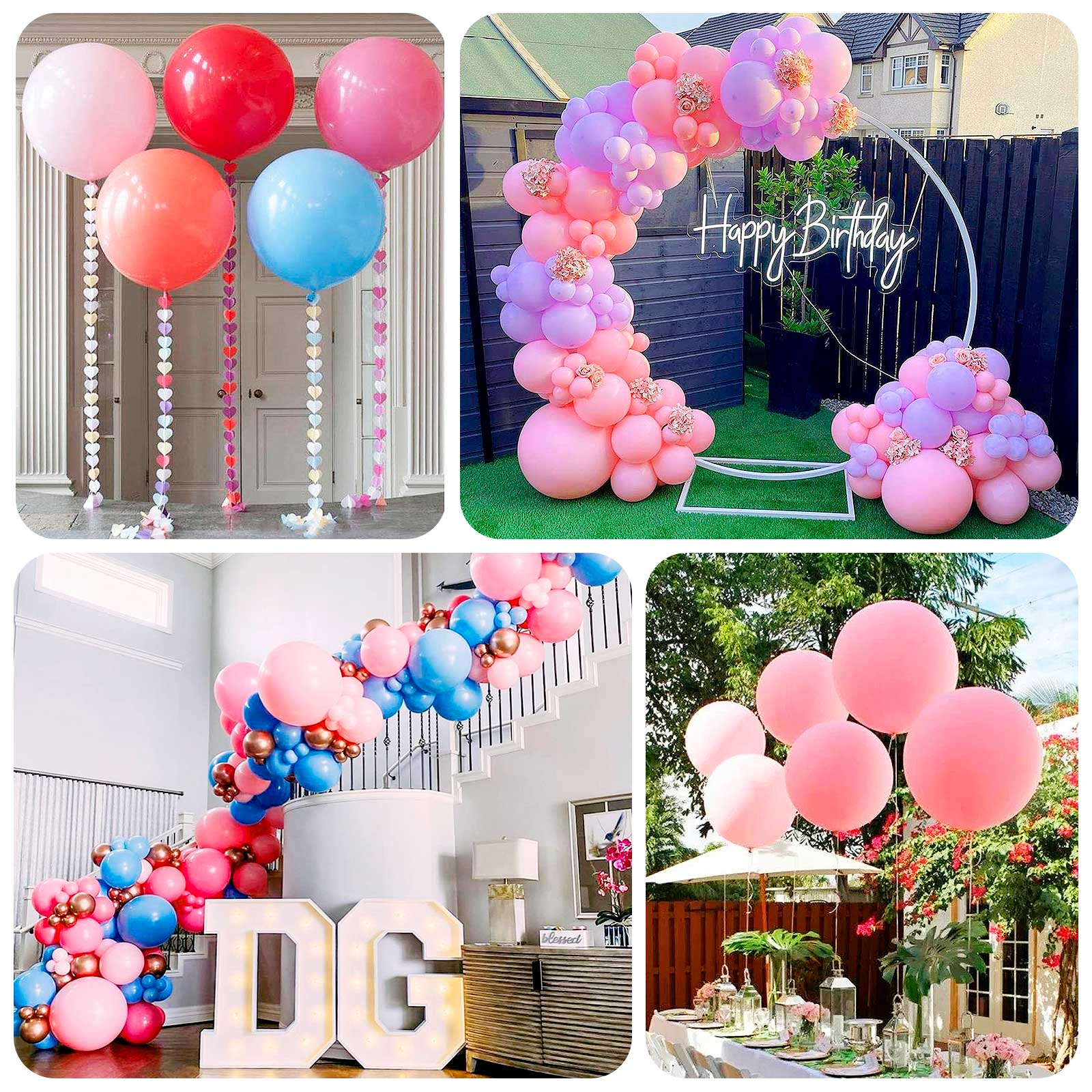 5 Pack Large Matte Pastel Blush Biodegradable Balloons, Round Eco-friendly Thickened Latex Party Balloons - 36" - Image 5