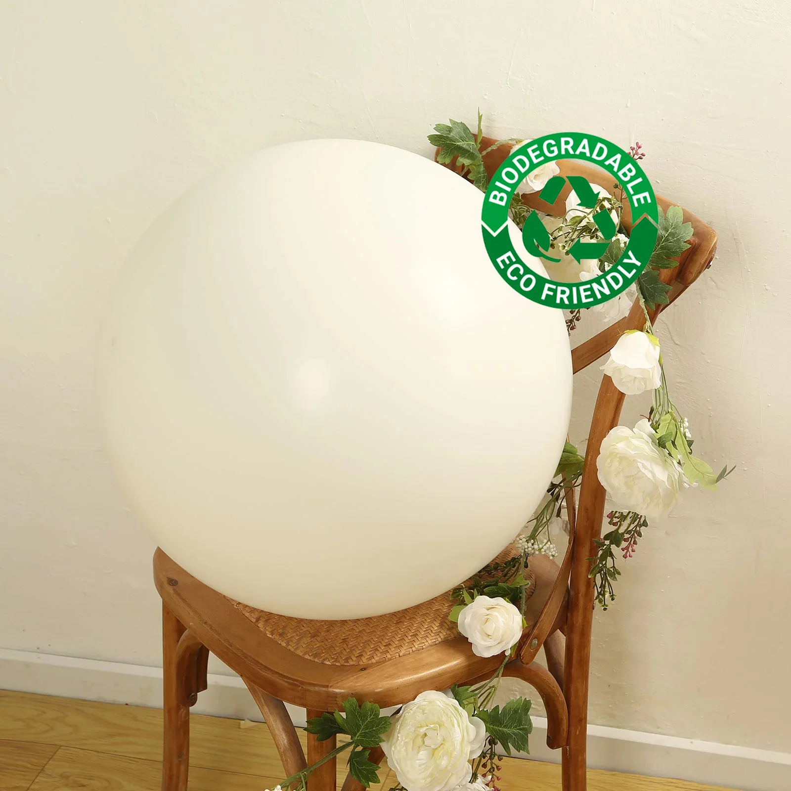 5 Pack Large Off White Biodegradable Balloons, Eco-friendly Thickened Extra Strong Latex Helium Party Balloons - 36" - Image 2