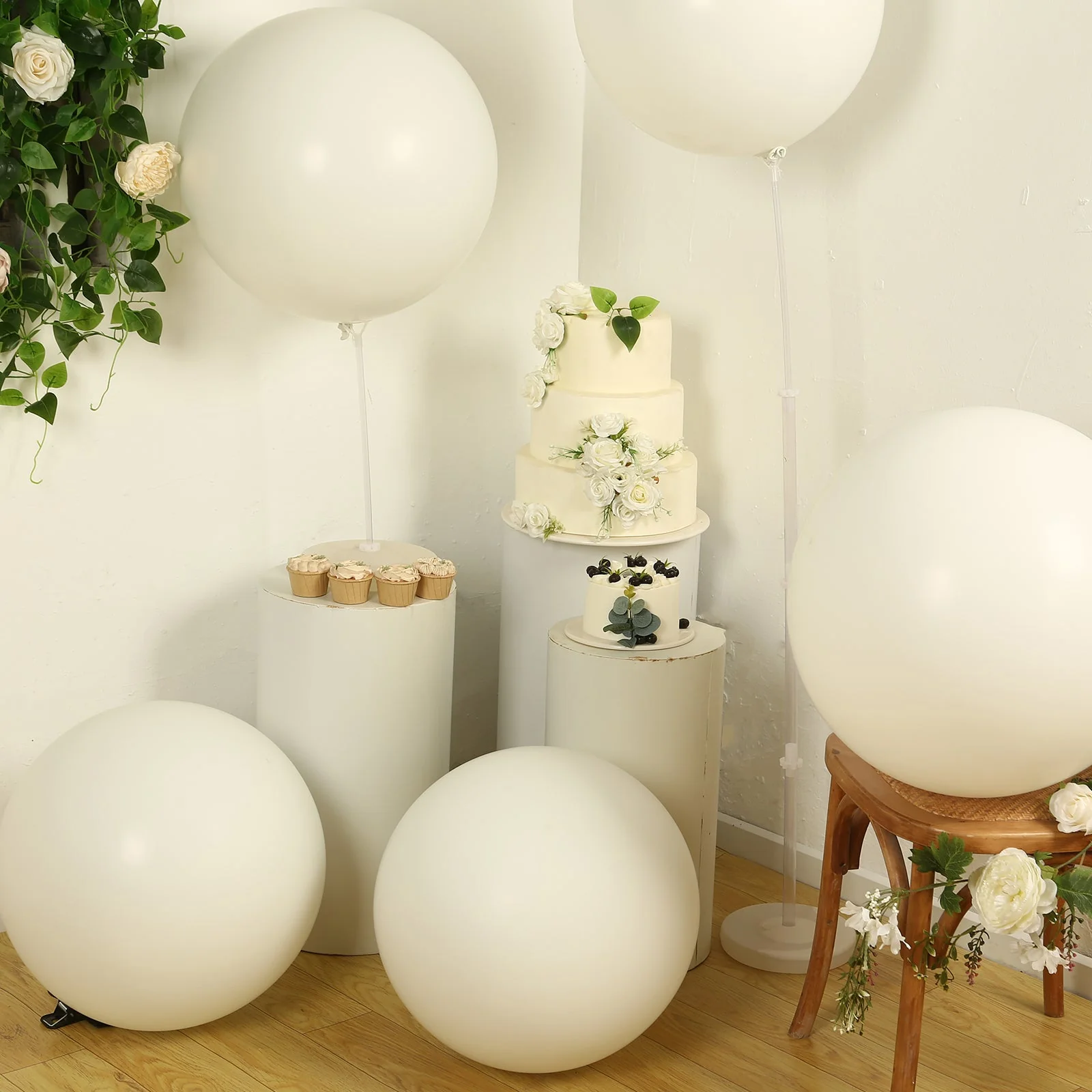 5 Pack Large Off White Biodegradable Balloons, Eco-friendly Thickened Extra Strong Latex Helium Party Balloons - 36" - Image 7