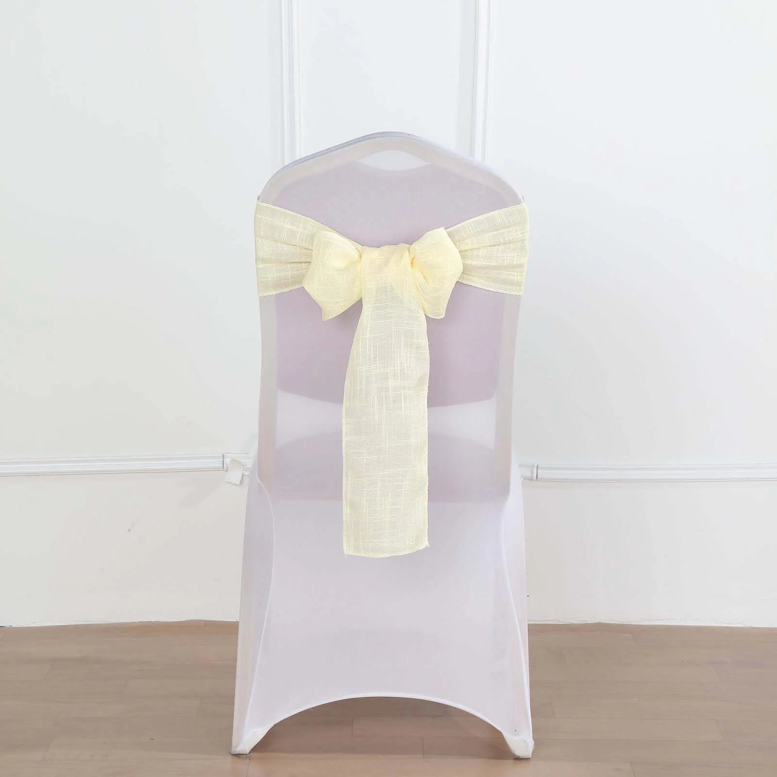 5 Pack Linen Chair Sashes 6"x108" Ivory Slubby Textured - Wrinkle-Resistant Design for Events - Image 3