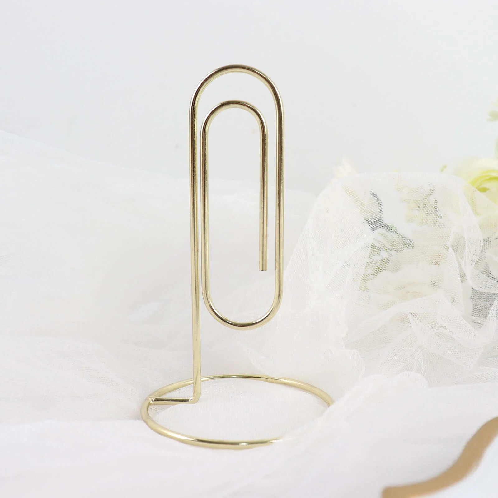 5-Pack Metal Card Holder Stands 5" Paperclip Design Gold - Table Number Stands and Wedding Menu Clips - Image 6