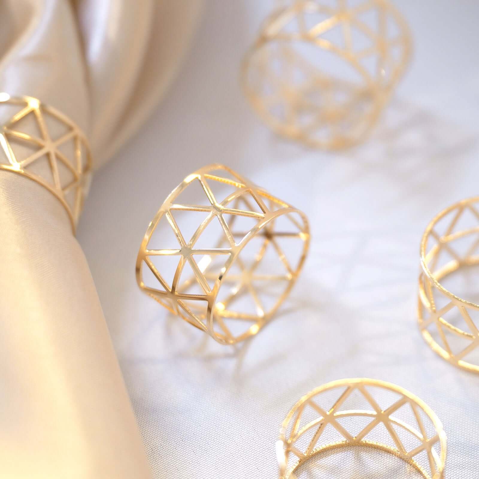 5 Pack Metallic Gold Geometric Napkin Rings, Paper Napkin Holders - Image 6