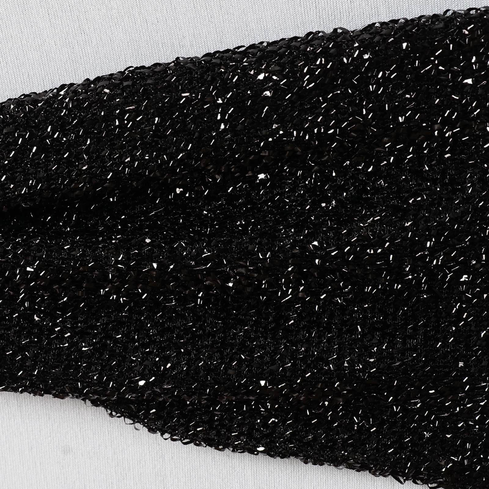 5 Pack Metallic Shimmer Tinsel Spandex Chair Sashes Black - Glittery Finish Stretch Chair Bands for Parties & Weddings - Image 7