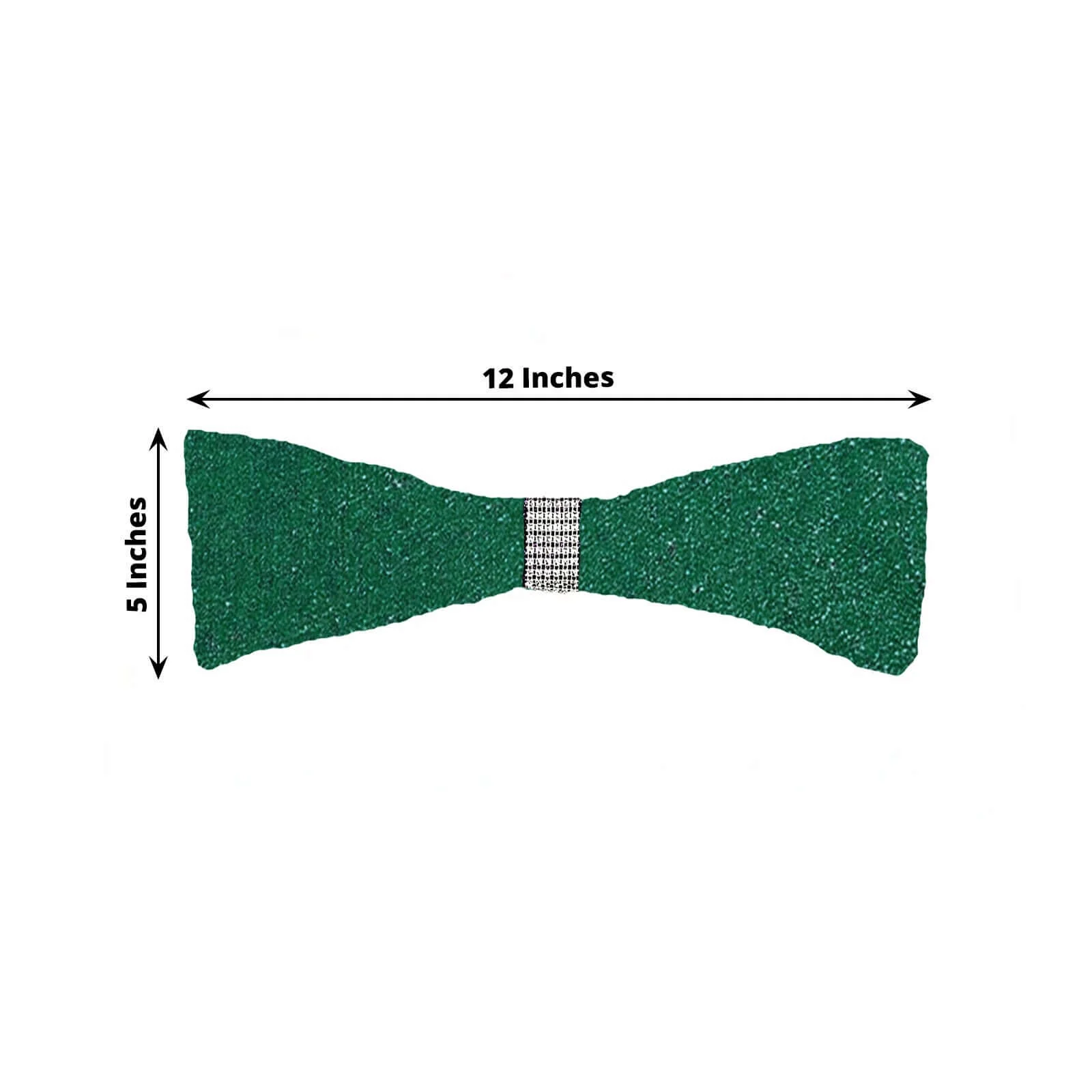 5 Pack Metallic Shimmer Tinsel Spandex Chair Sashes Hunter Emerald Green - Glittery Finish Stretch Chair Bands - Image 4