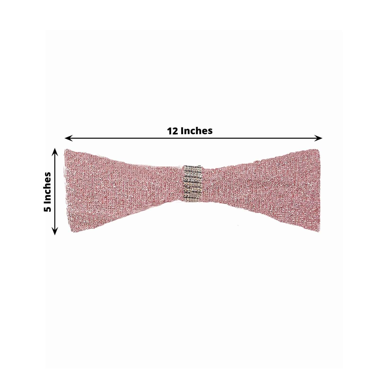 5 Pack Metallic Shimmer Tinsel Spandex Chair Sashes Rose Gold - Glittery Finish Stretch Chair Bands - Image 3