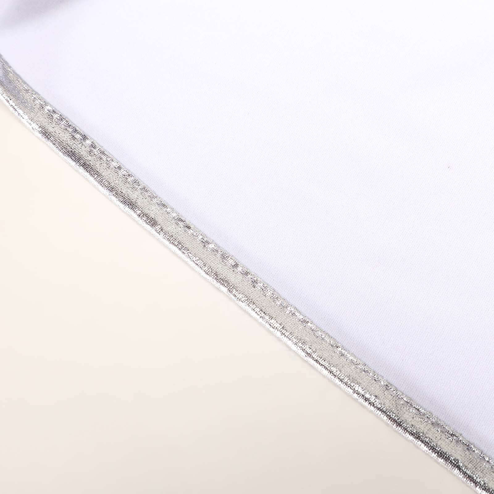5 Pack Metallic Spandex Chair Sashes Silver - Durable Stretch Chair Bands With Round Diamond Buckles - Image 14